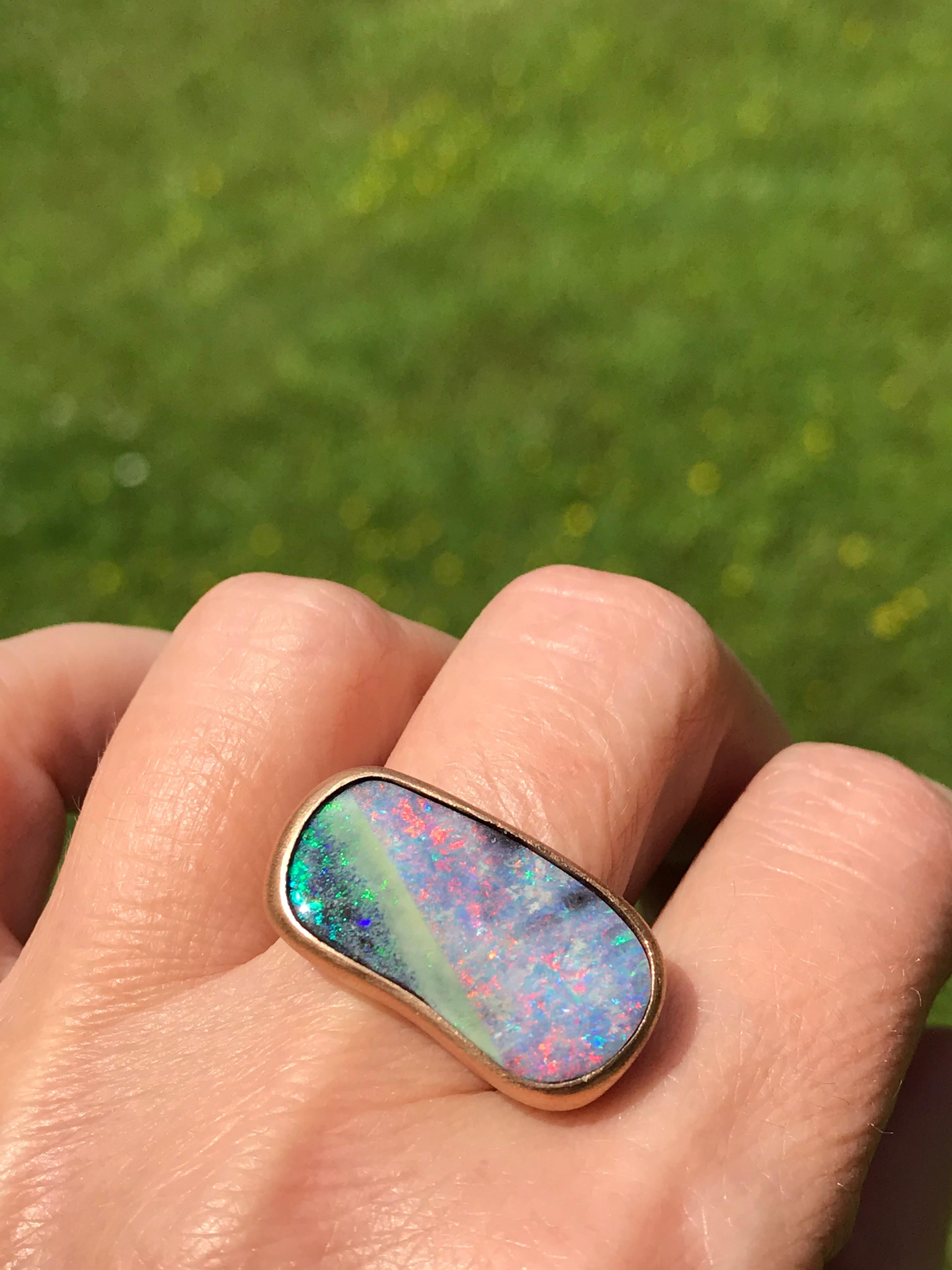 Dalben Oval Australian Boulder Opal Rose Gold Ring In New Condition In Como, IT