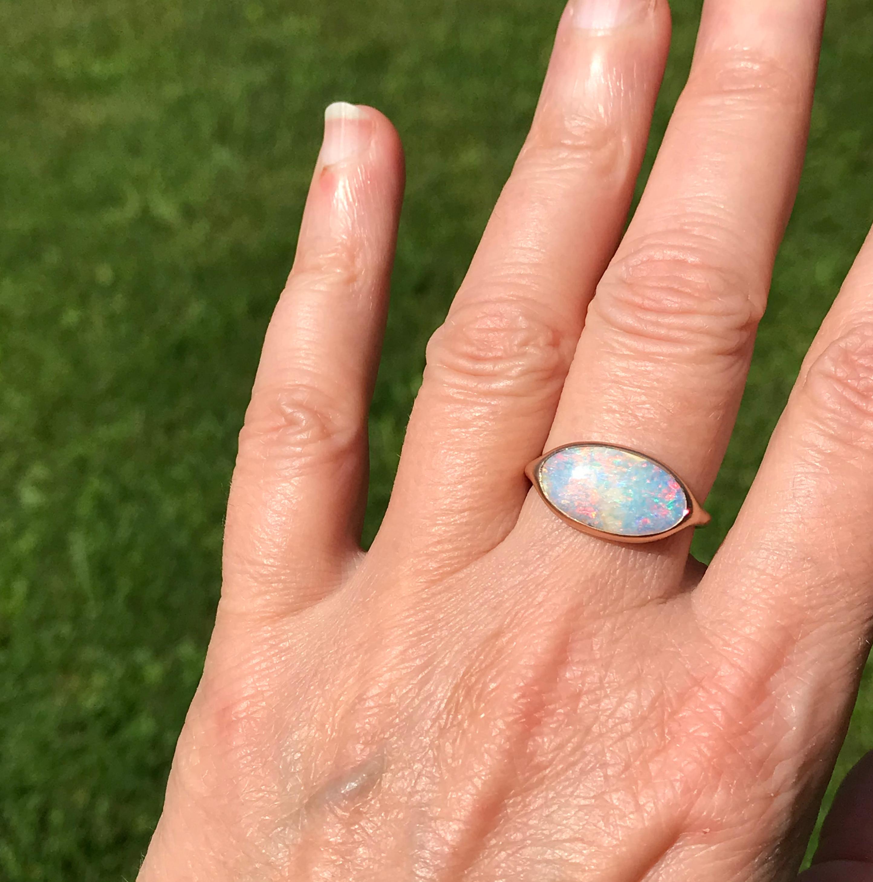Dalben Oval Australian Boulder Opal Rose Gold Ring In New Condition In Como, IT