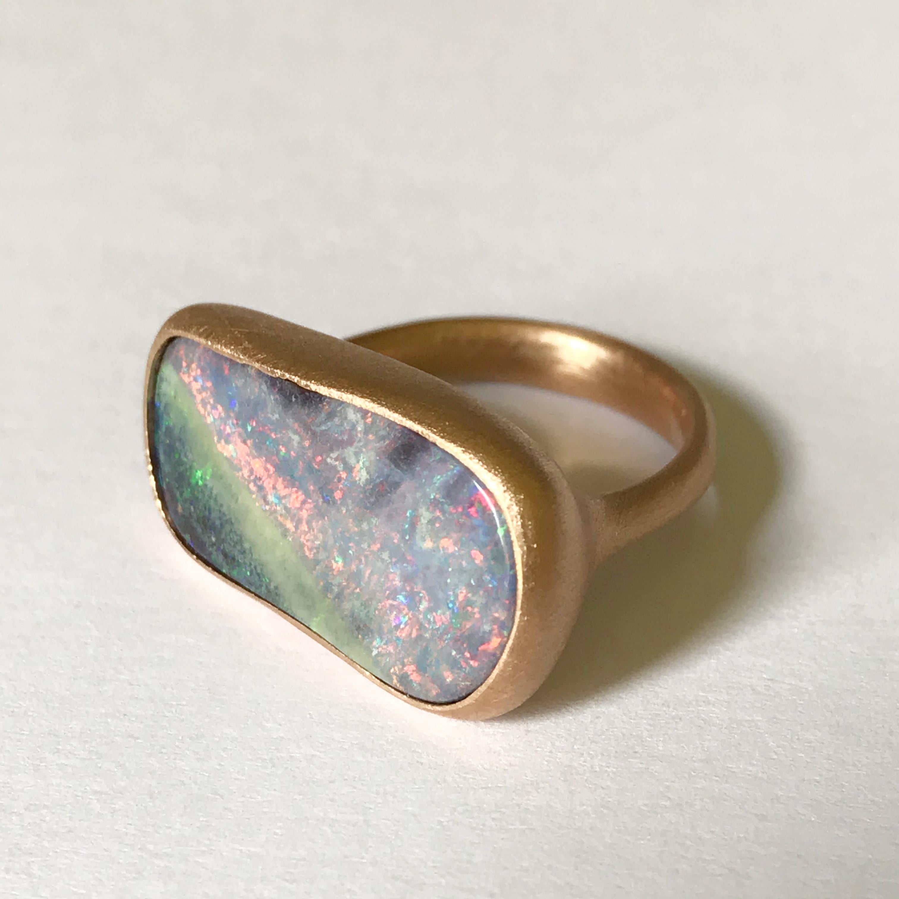 Dalben Oval Australian Boulder Opal Rose Gold Ring 2