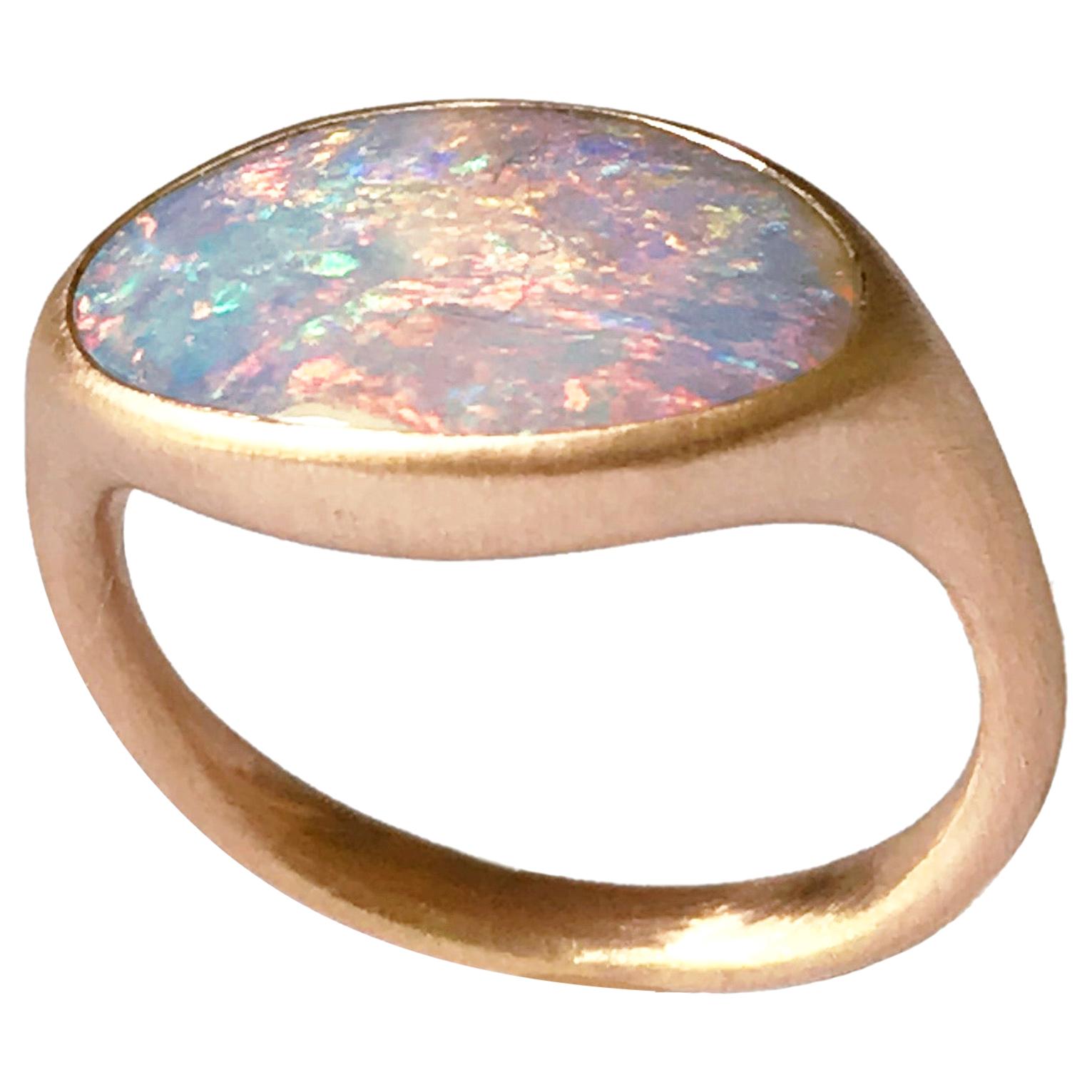 Dalben Oval Australian Boulder Opal Rose Gold Ring
