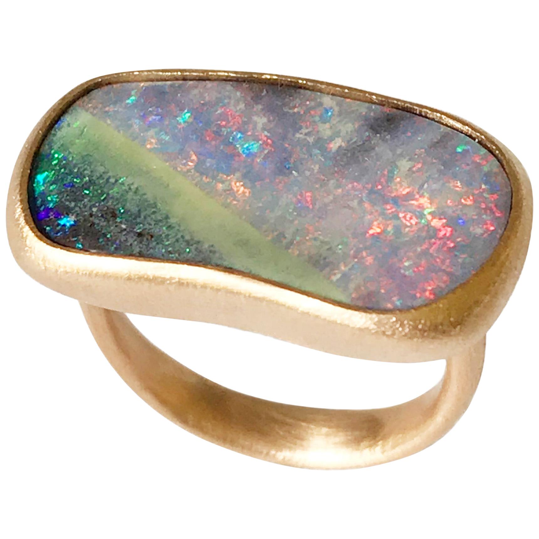 Dalben Oval Australian Boulder Opal Rose Gold Ring