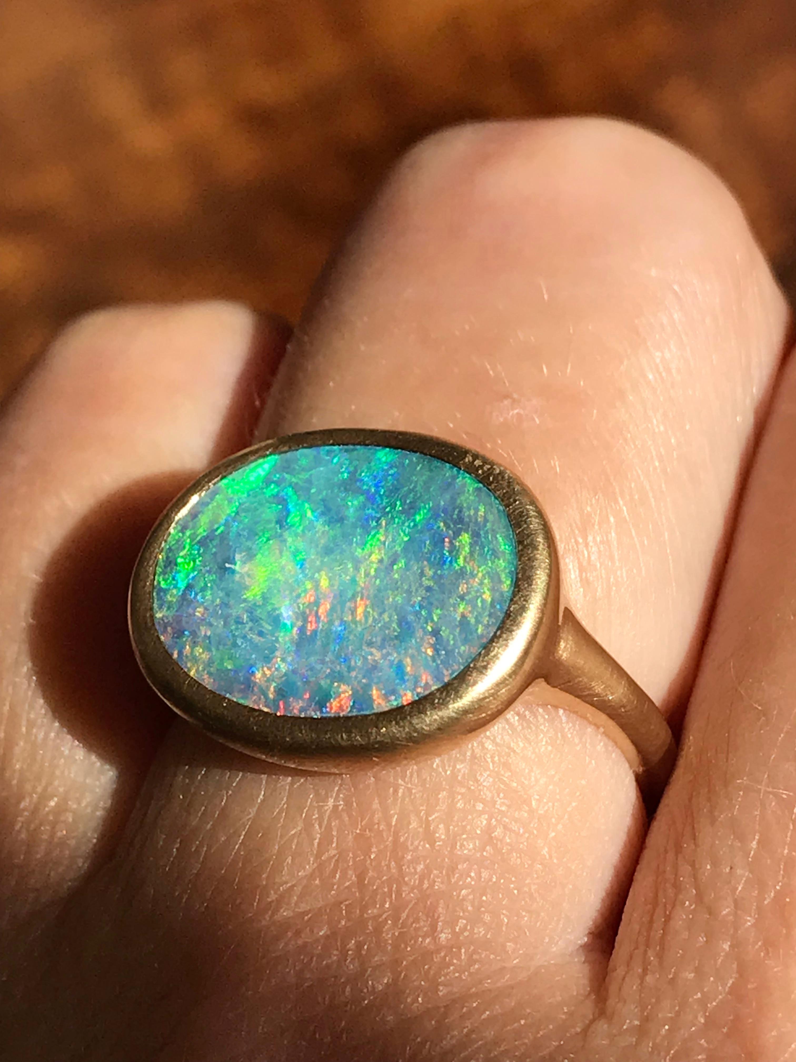 Dalben Oval Australian Boulder Opal Yellow Gold Ring 6