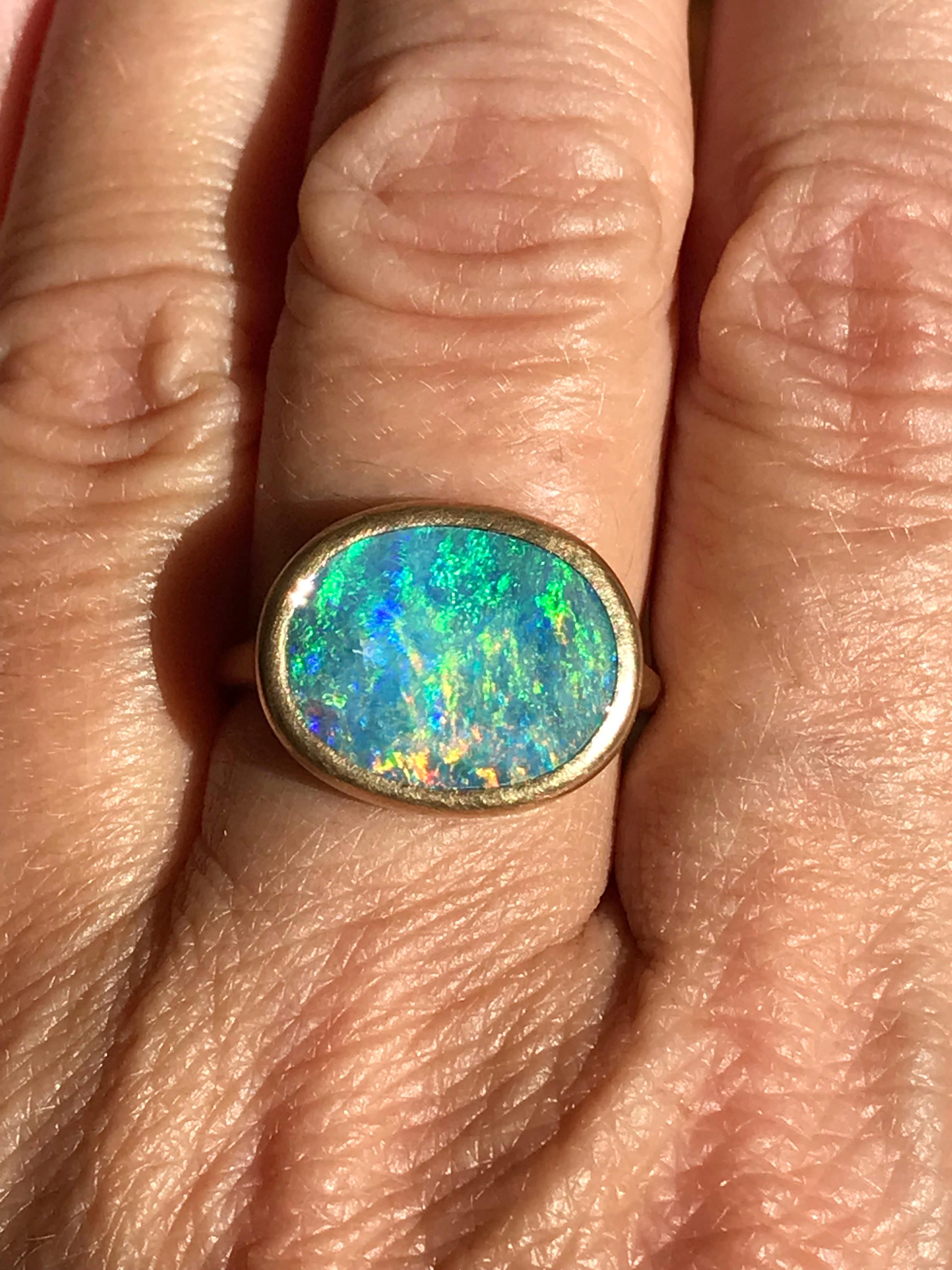 Dalben Oval Australian Boulder Opal Yellow Gold Ring 7