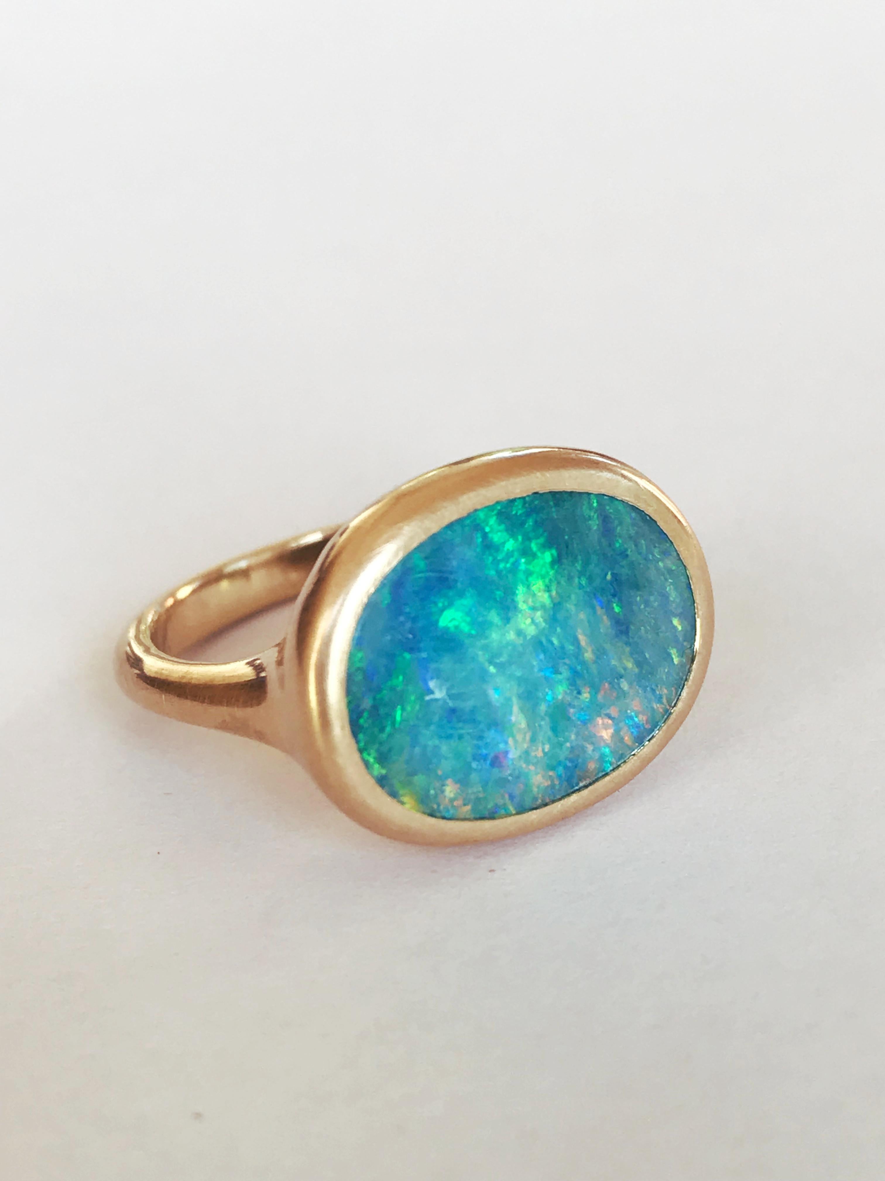 Dalben Oval Australian Boulder Opal Yellow Gold Ring In New Condition In Como, IT