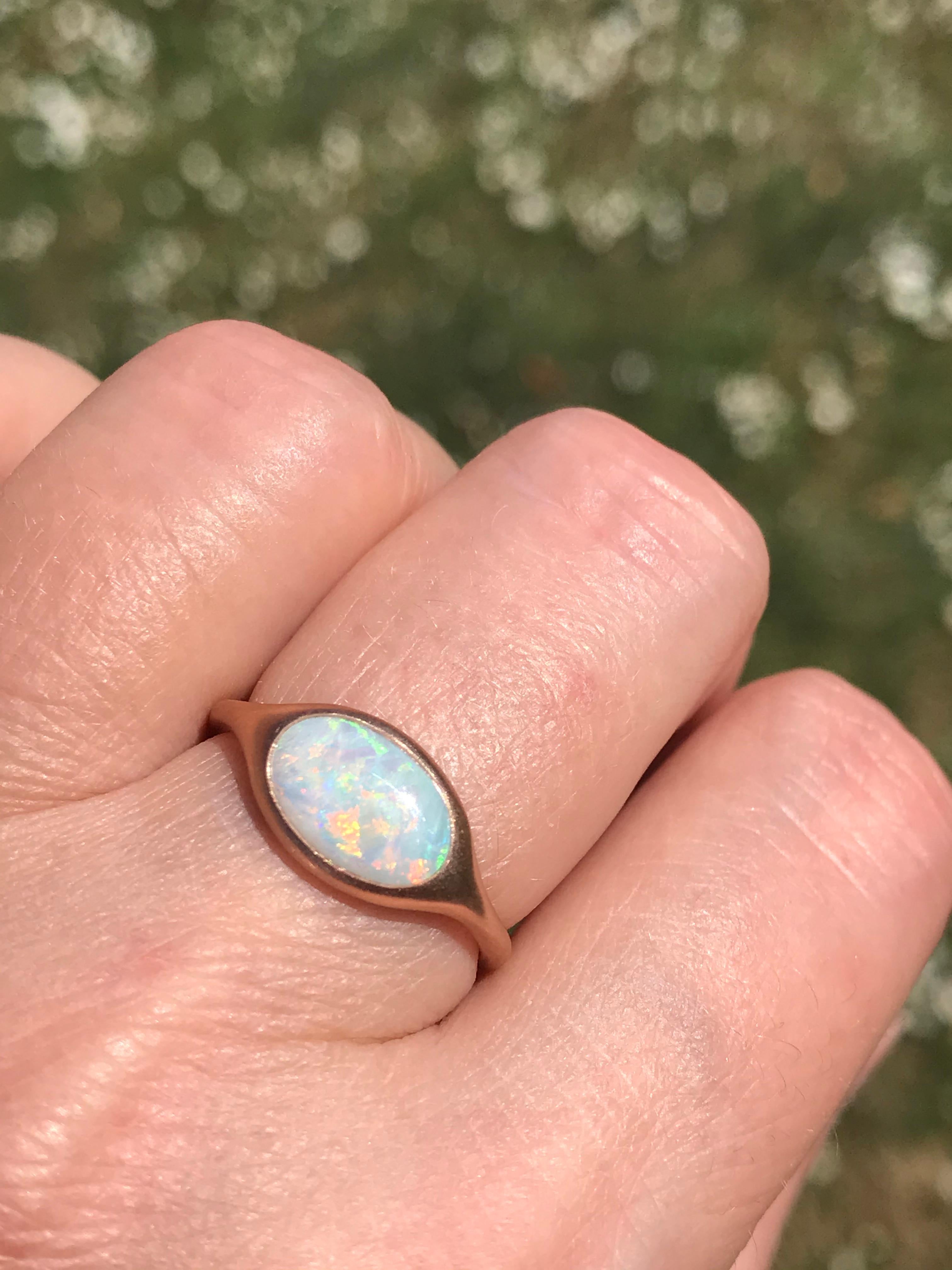 Dalben Oval Australian Crystal Opal Rose Gold Ring 3