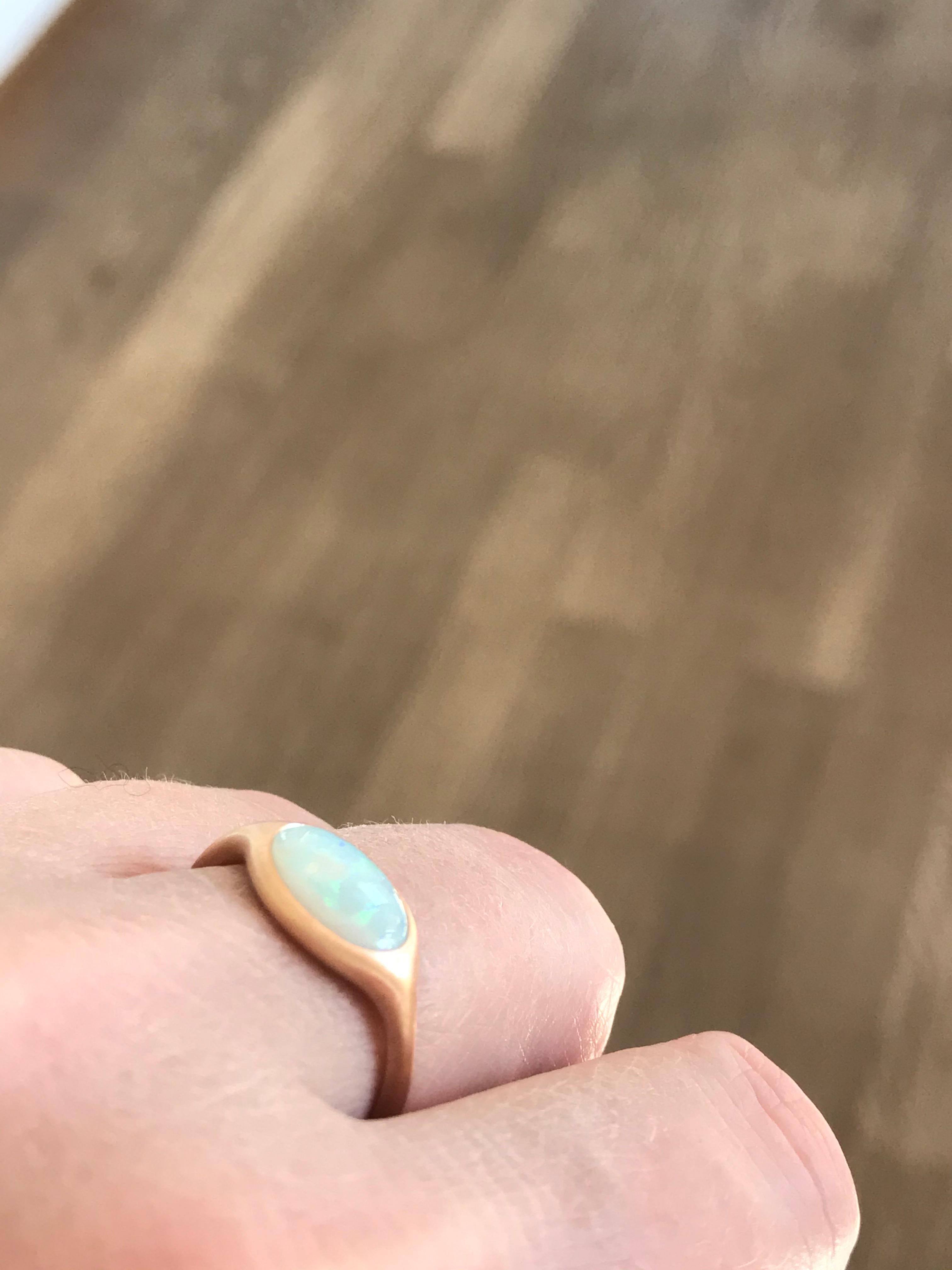 Dalben Oval Australian Crystal Opal Rose Gold Ring 5
