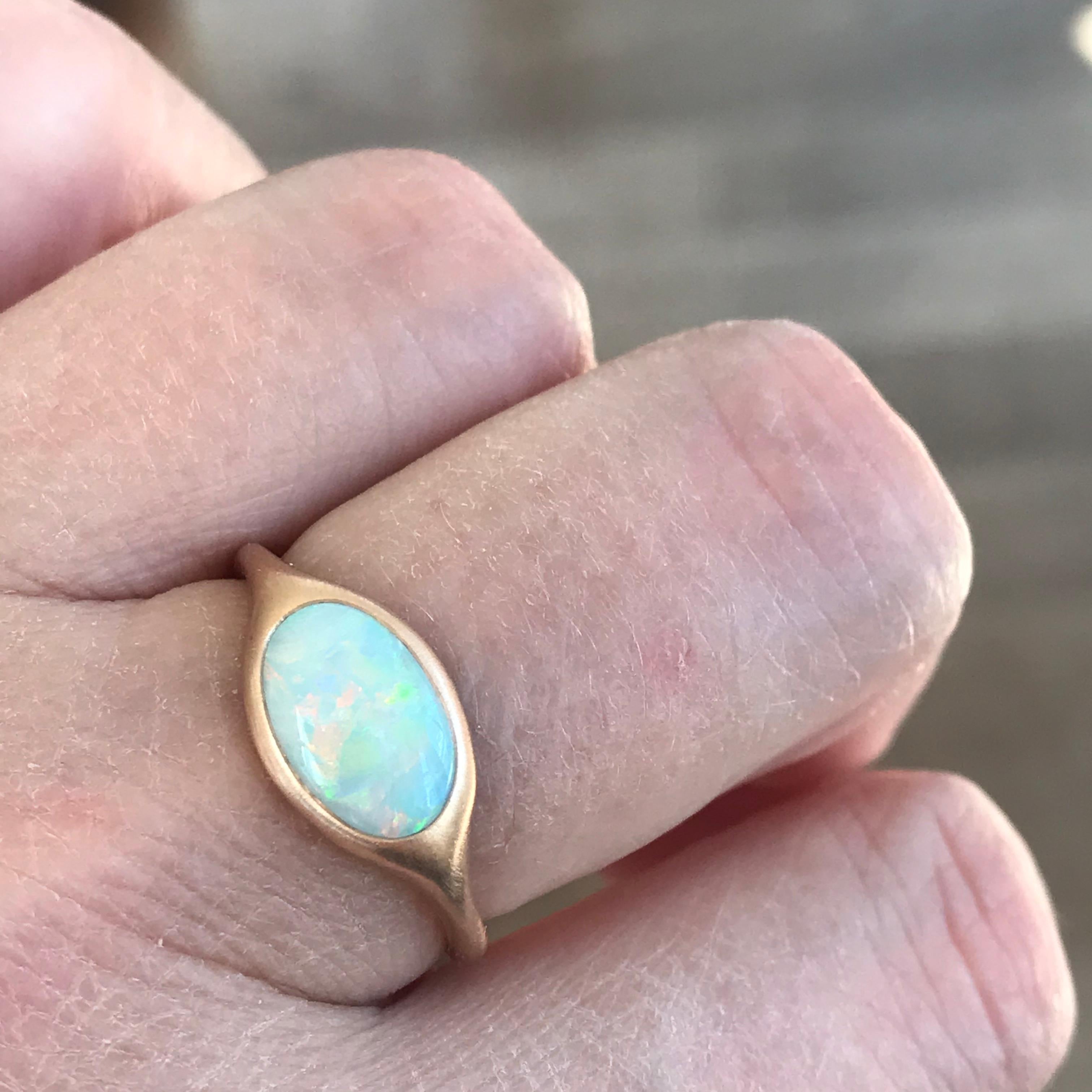 Dalben Oval Australian Crystal Opal Rose Gold Ring 6