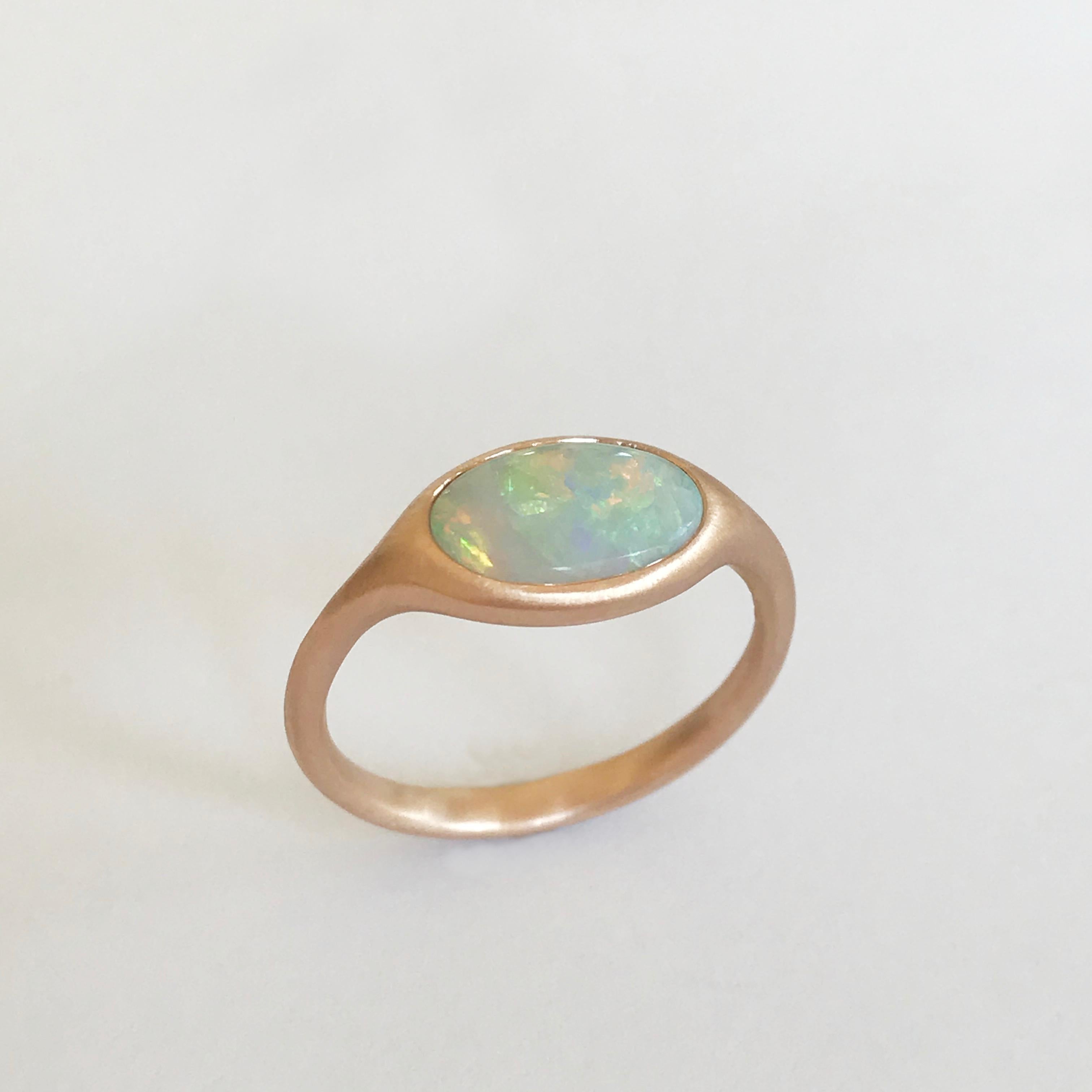 Contemporary Dalben Oval Australian Crystal Opal Rose Gold Ring