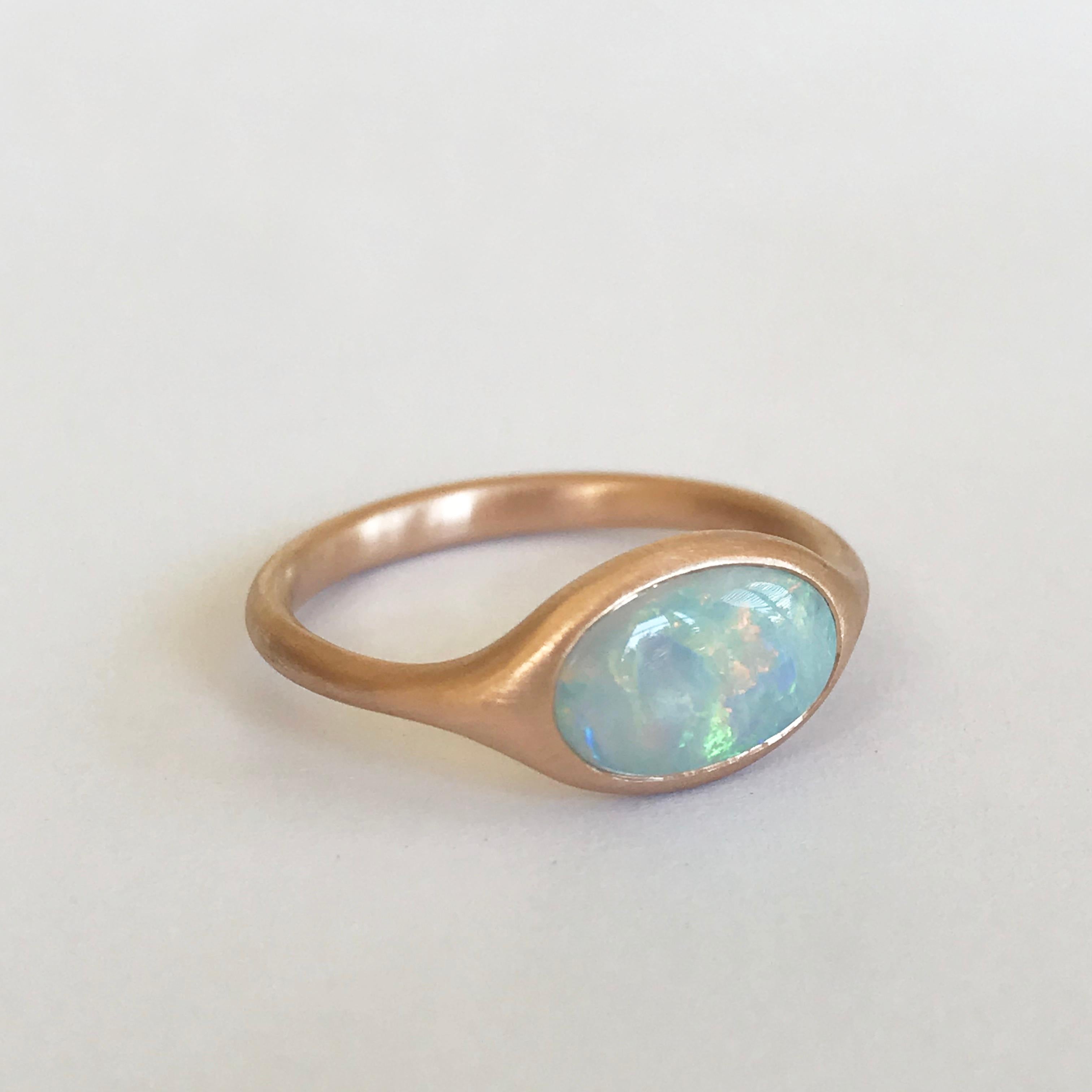 Dalben Oval Australian Crystal Opal Rose Gold Ring In New Condition In Como, IT