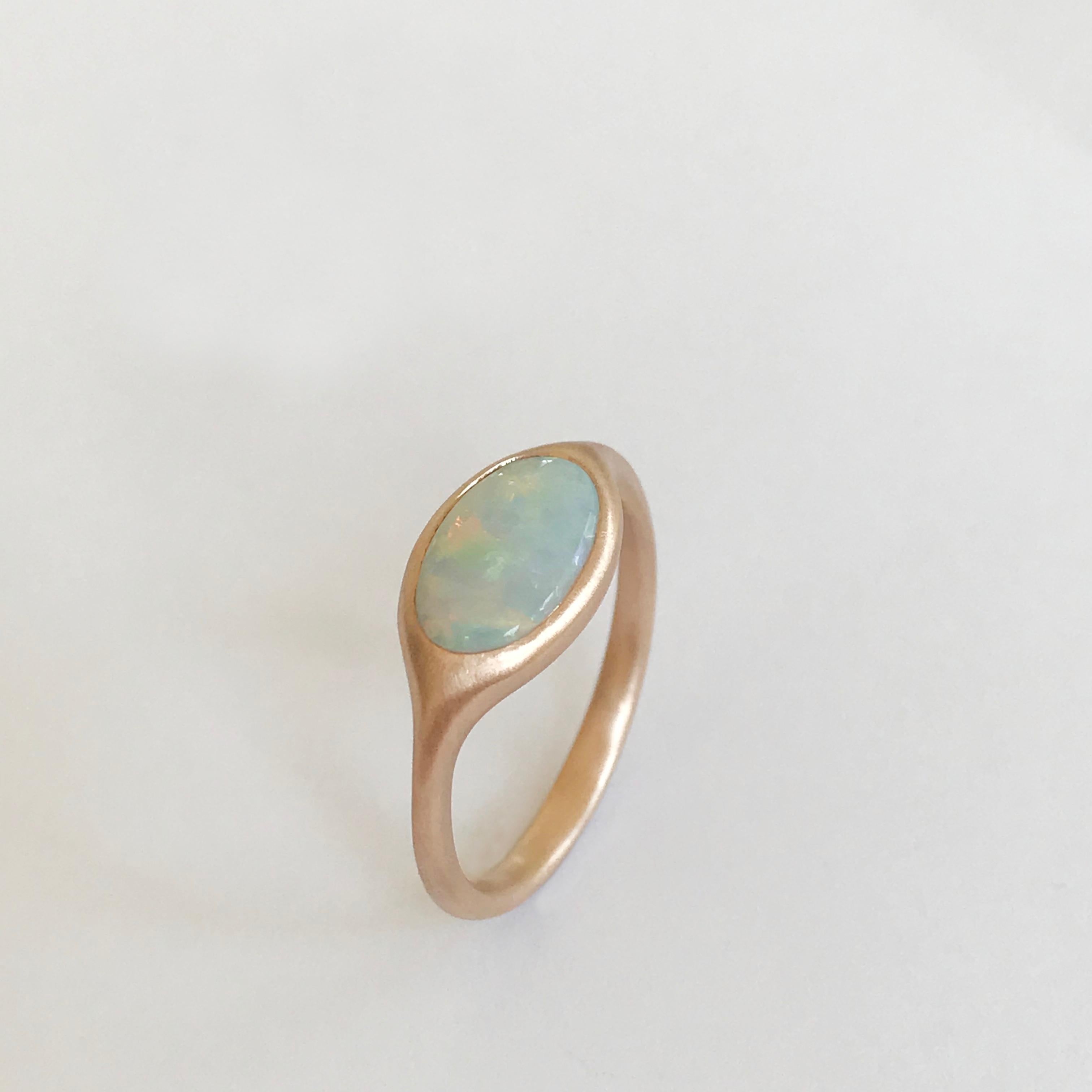 Women's Dalben Oval Australian Crystal Opal Rose Gold Ring