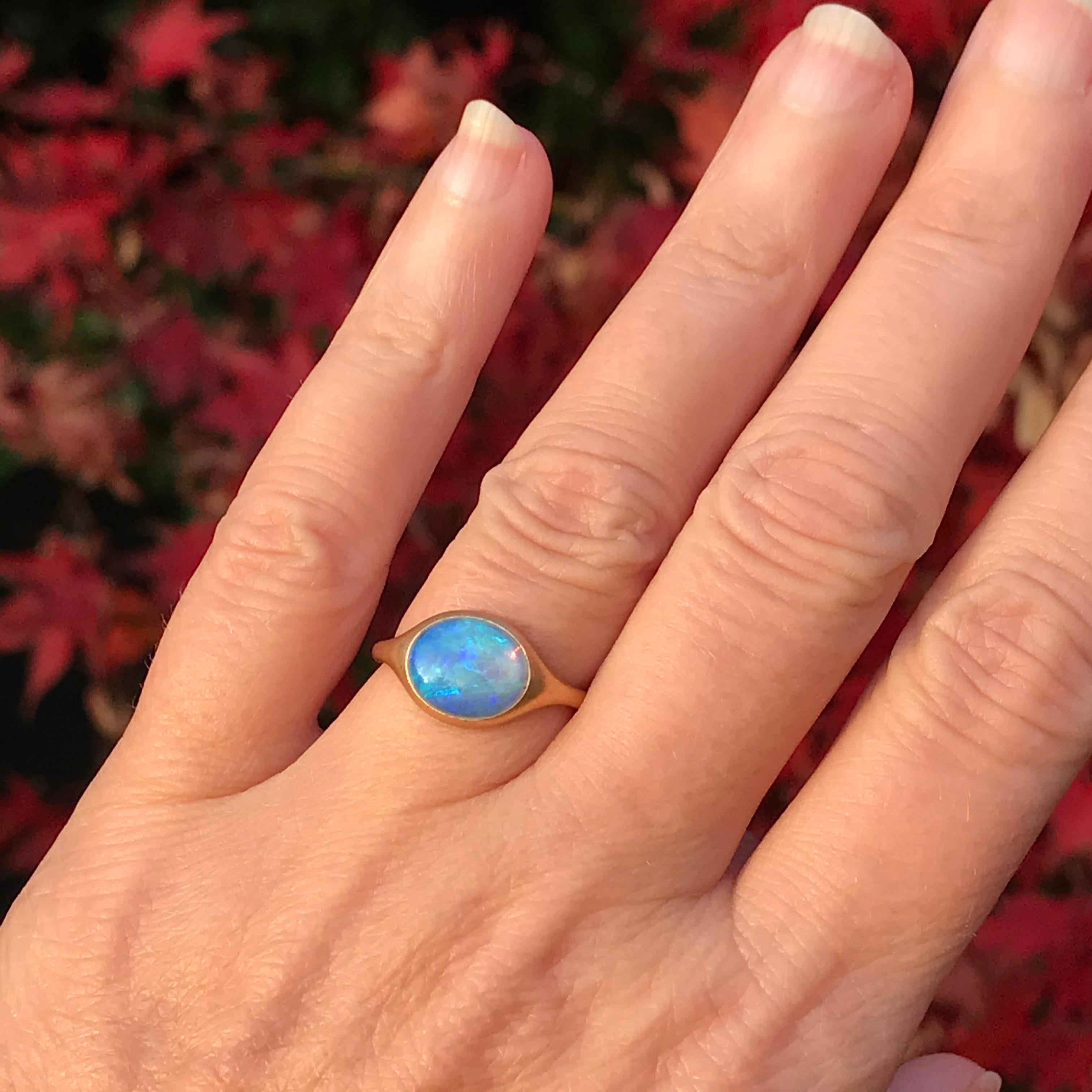 Dalben Oval Australian Crystal Opal Yellow Gold Ring 1