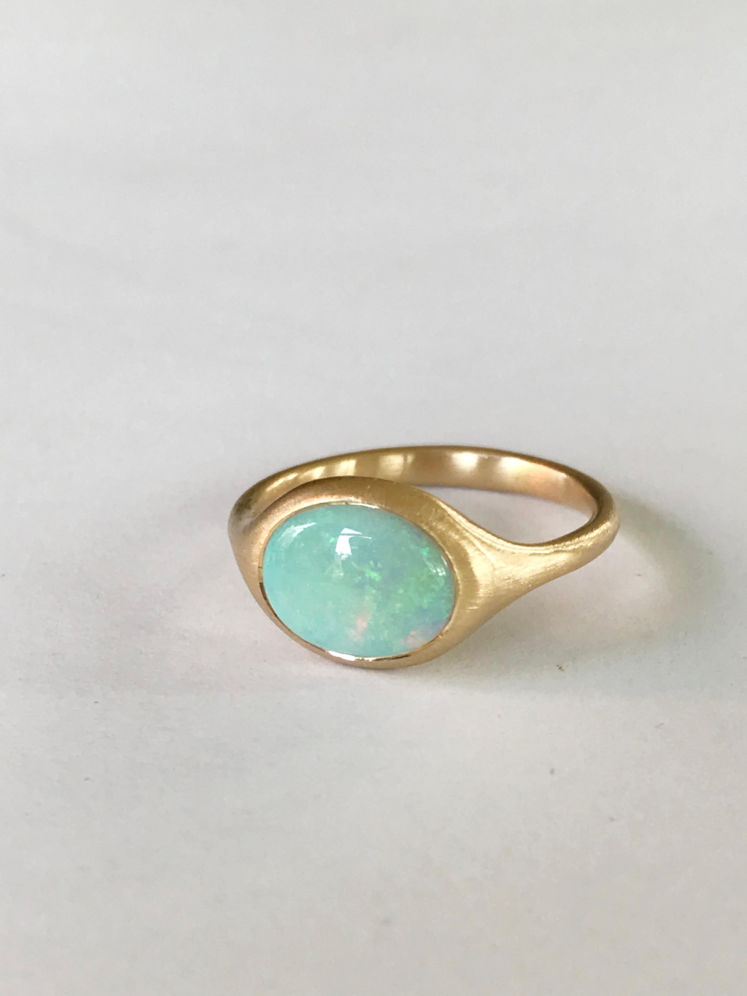 Dalben Oval australischer Kristall-Opal Gelbgoldring mit Opal im Angebot 4