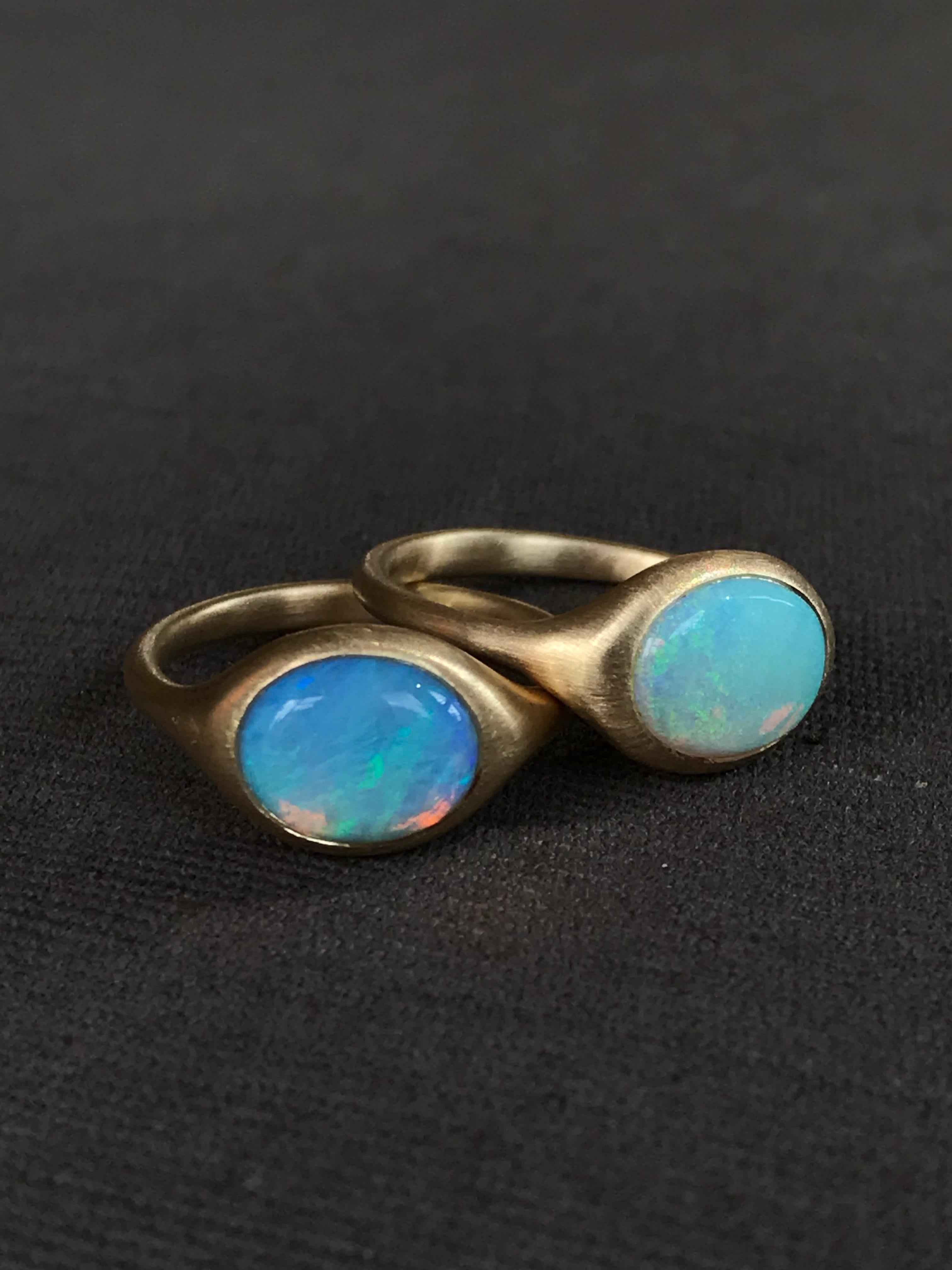 Dalben Oval australischer Kristall-Opal Gelbgoldring mit Opal im Angebot 7