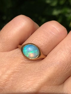 Dalben Oval Australian Opal Yellow Gold Ring