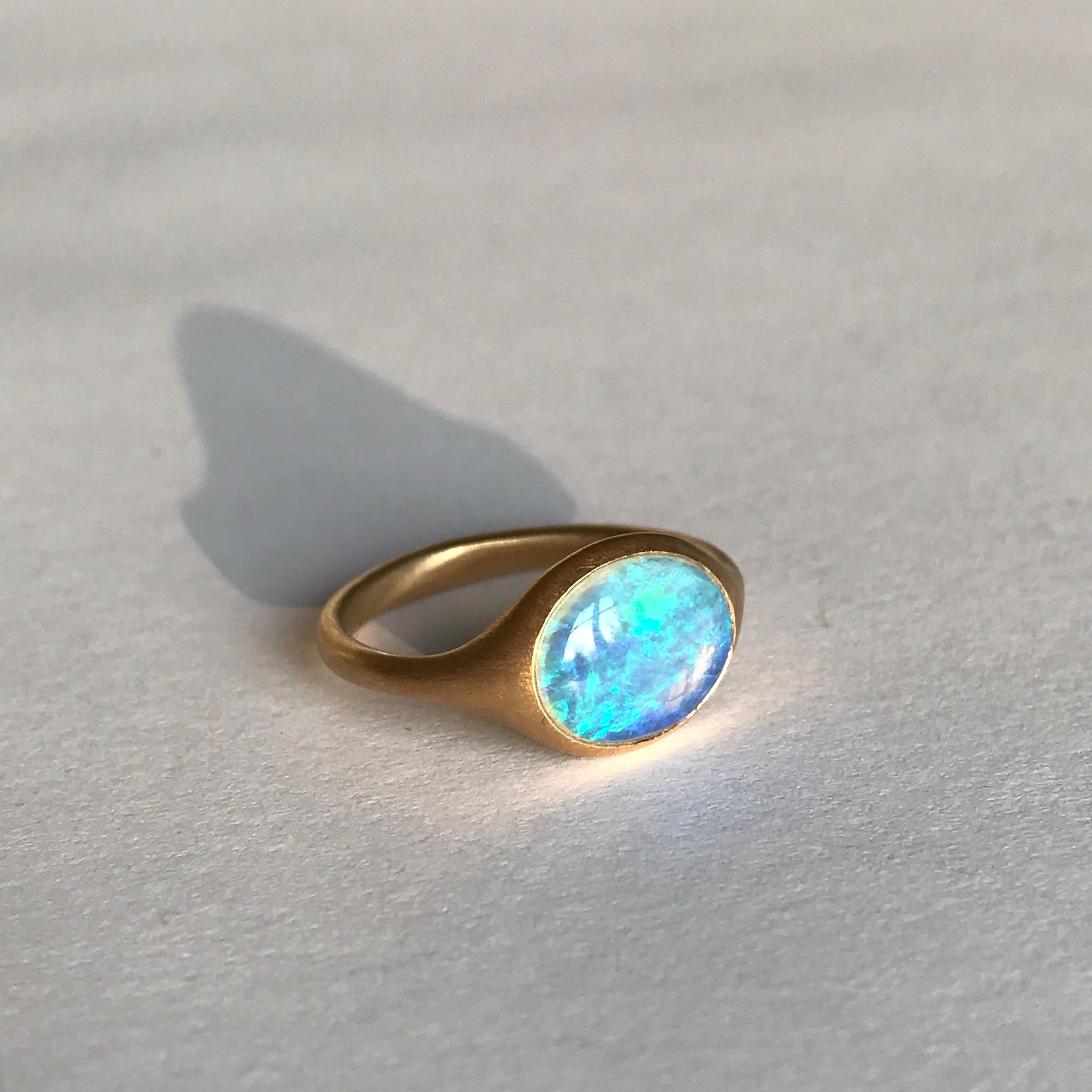 Contemporary Dalben Oval Australian Crystal Opal Yellow Gold Ring