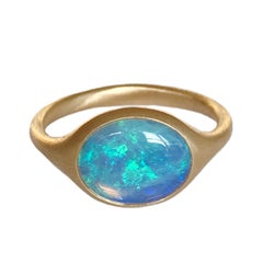 Dalben Oval Australian Crystal Opal Yellow Gold Ring
