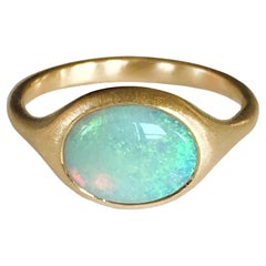 Dalben Oval australischer Kristall-Opal Gelbgoldring mit Opal