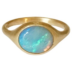 Dalben Oval australischer Kristall-Opal Gelbgoldring mit Opal