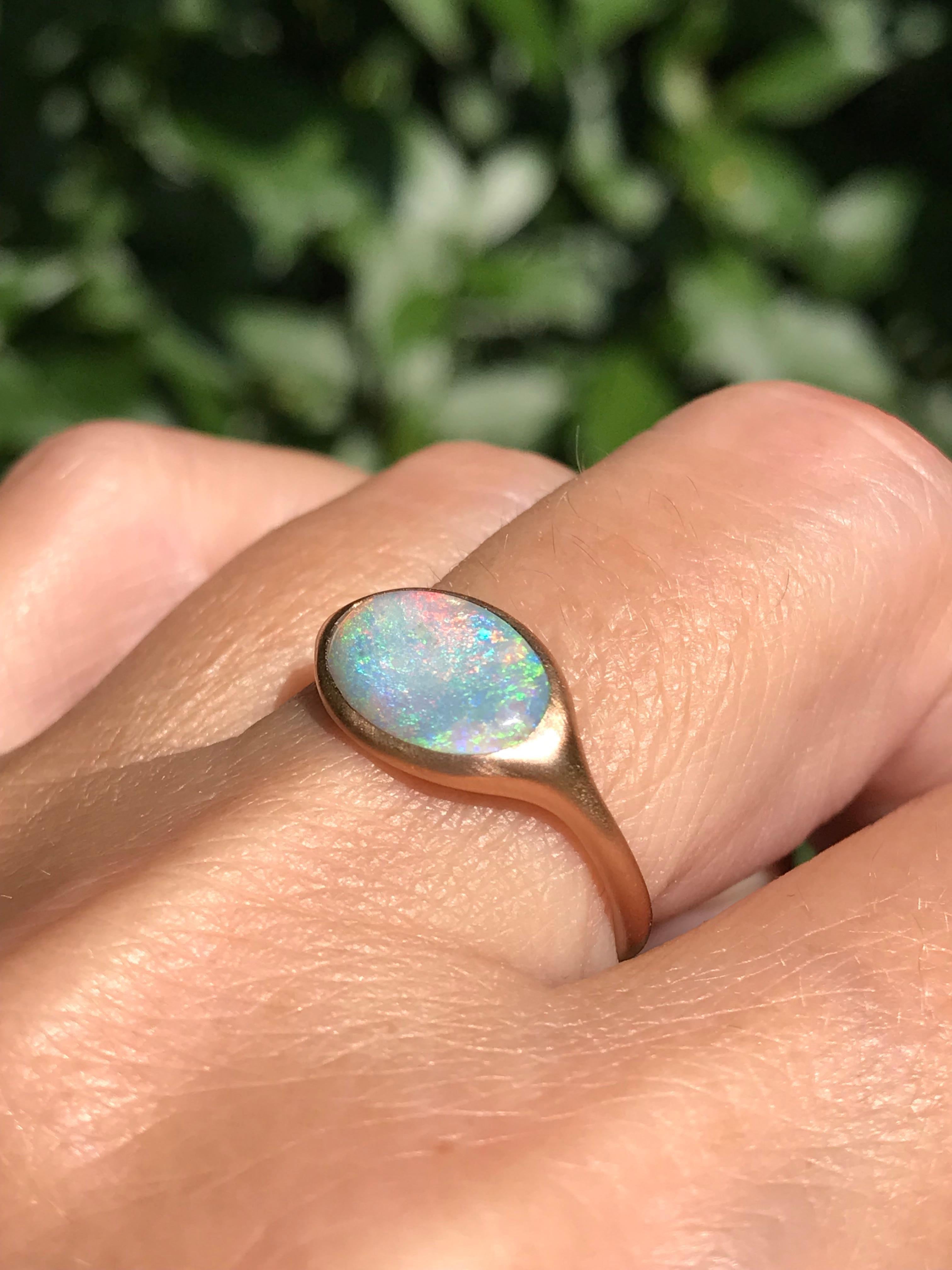 Dalben Oval Australian Lighting Ridge Opal Rose Gold Ring 5