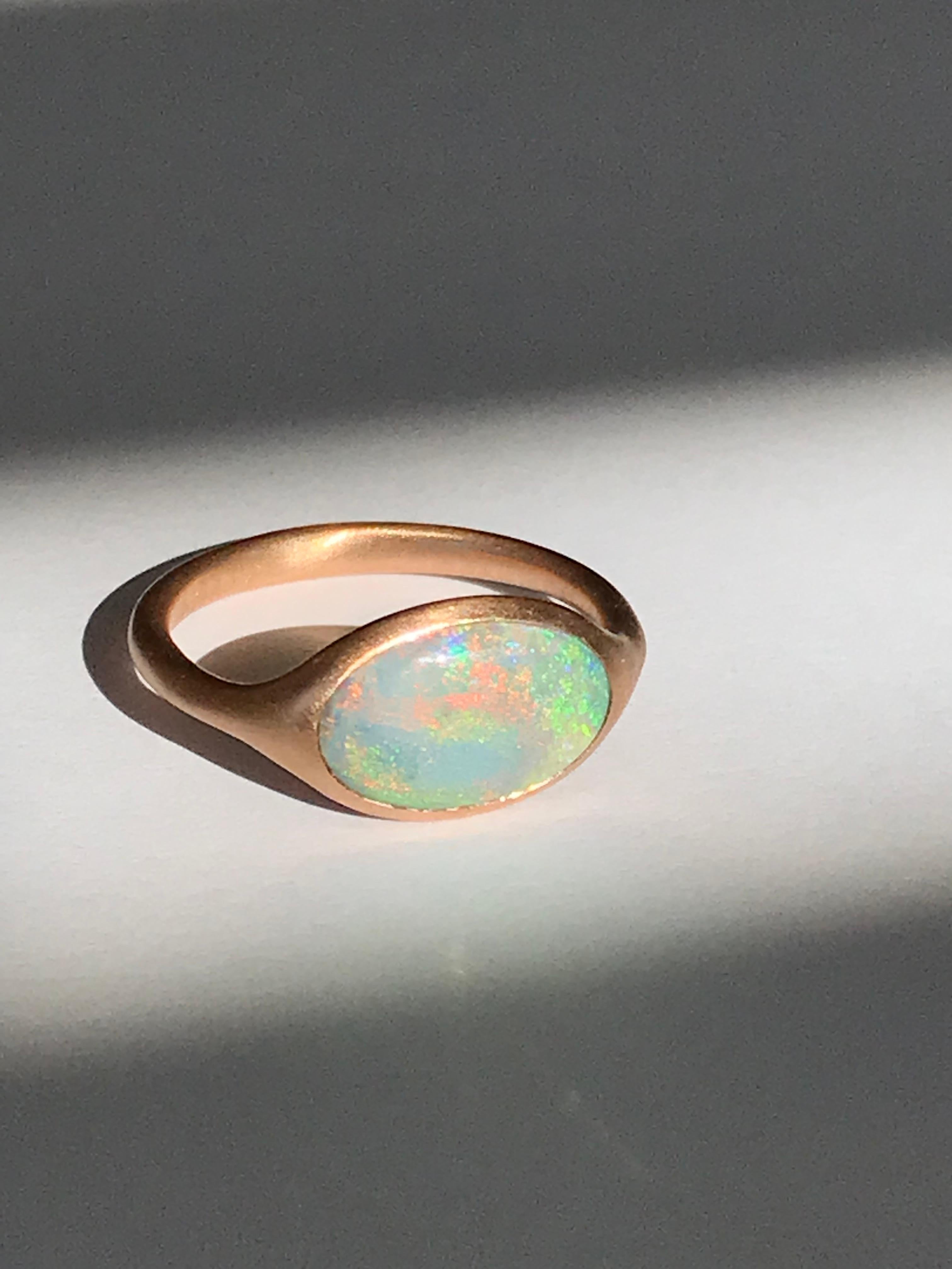 Dalben Oval Australian Lighting Ridge Opal Rose Gold Ring 7