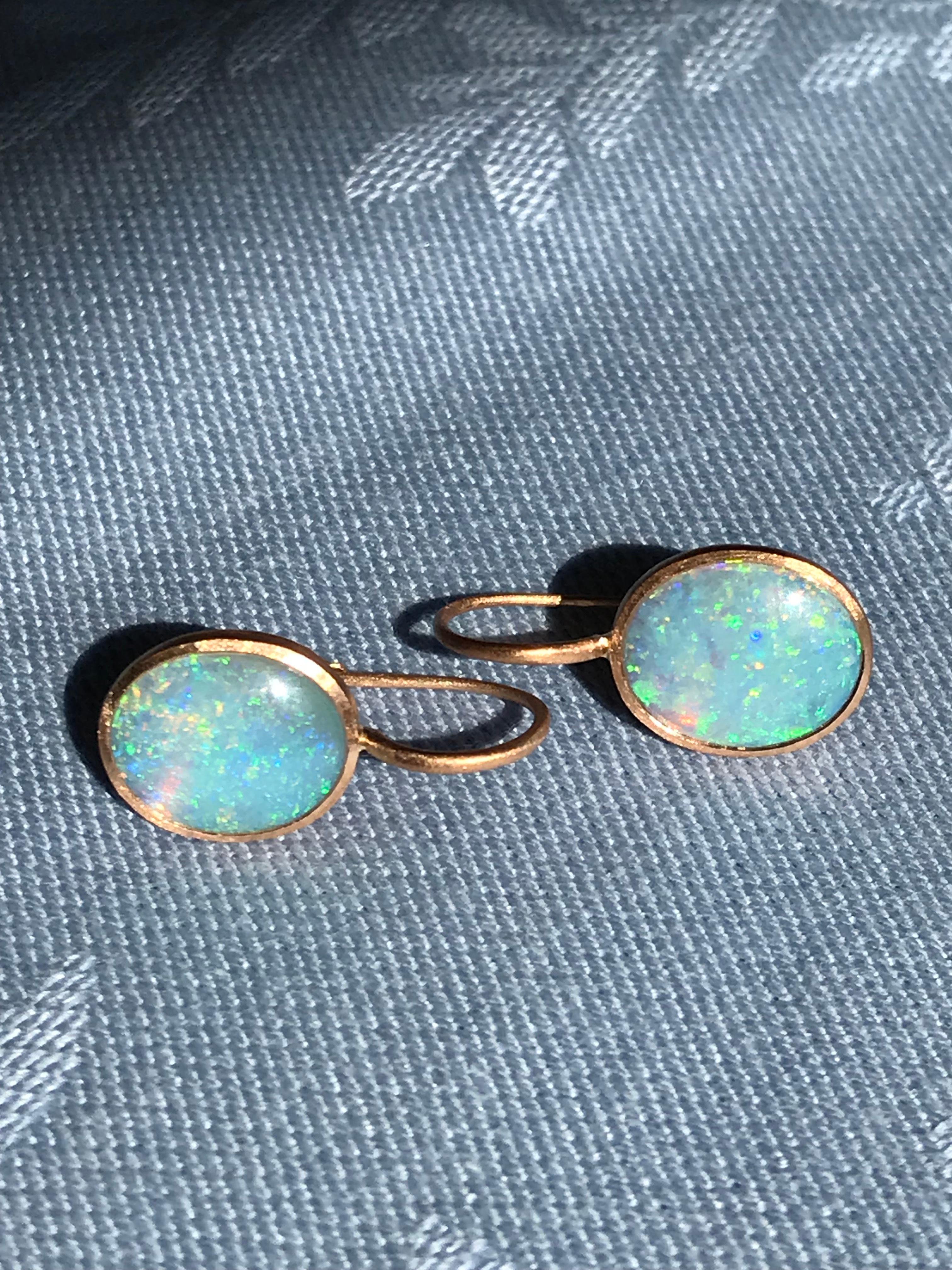 Dalben Oval Australian Opal Rose Gold Earrings 4
