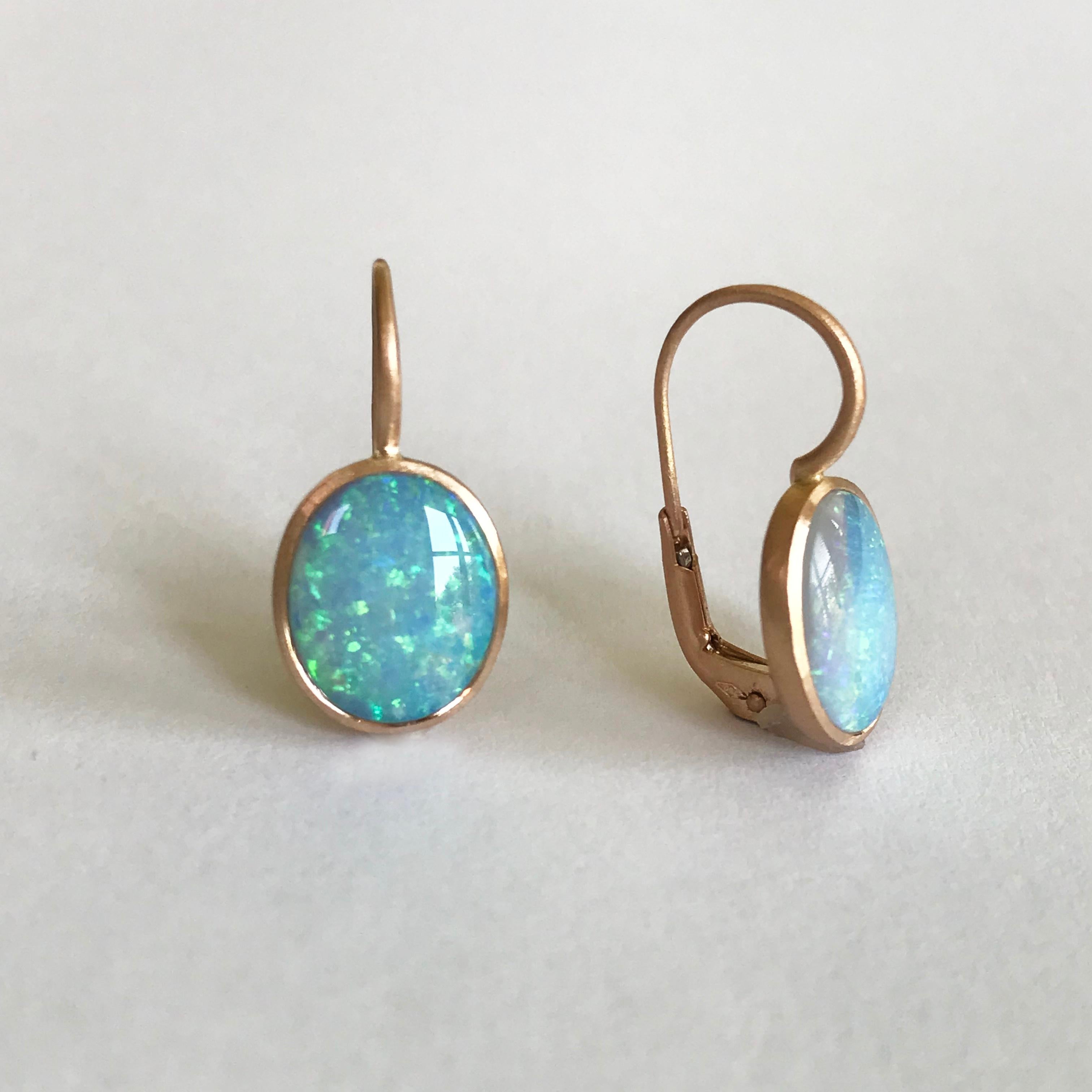Dalben Oval Australian Opal Rose Gold Earrings 1