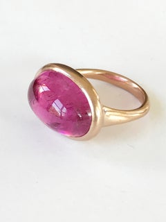 Dalben Oval Cabochon Pink Toumaline Rose Gold Ring
