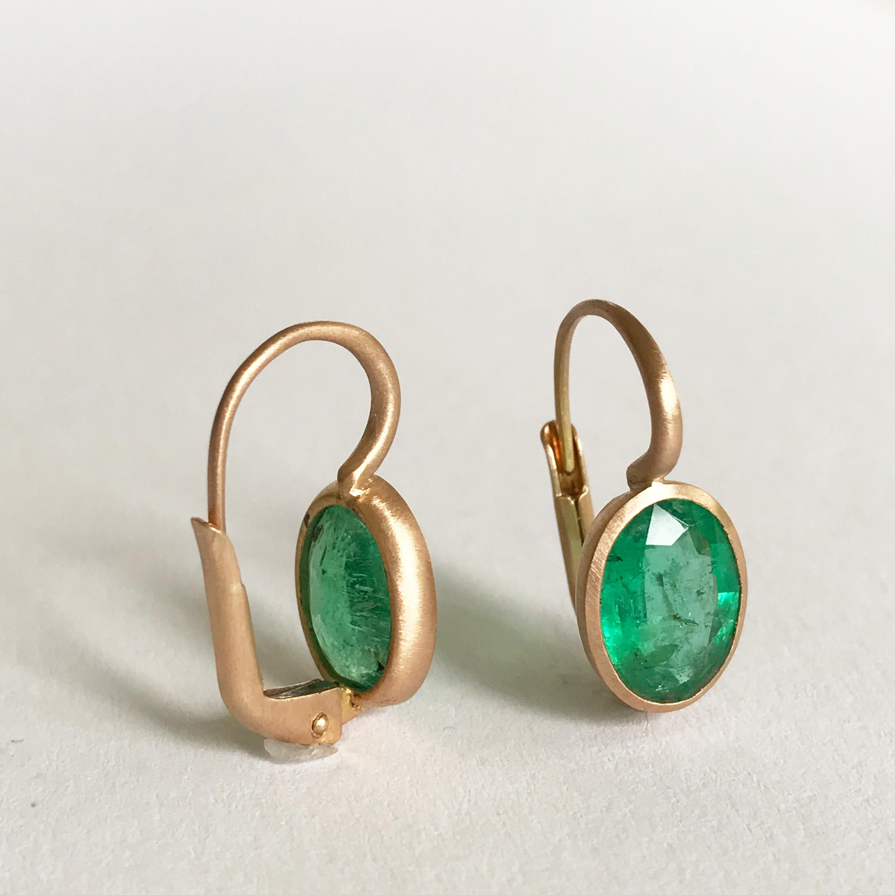 Dalben Oval Cut Emerald Rose Gold Earrings 5