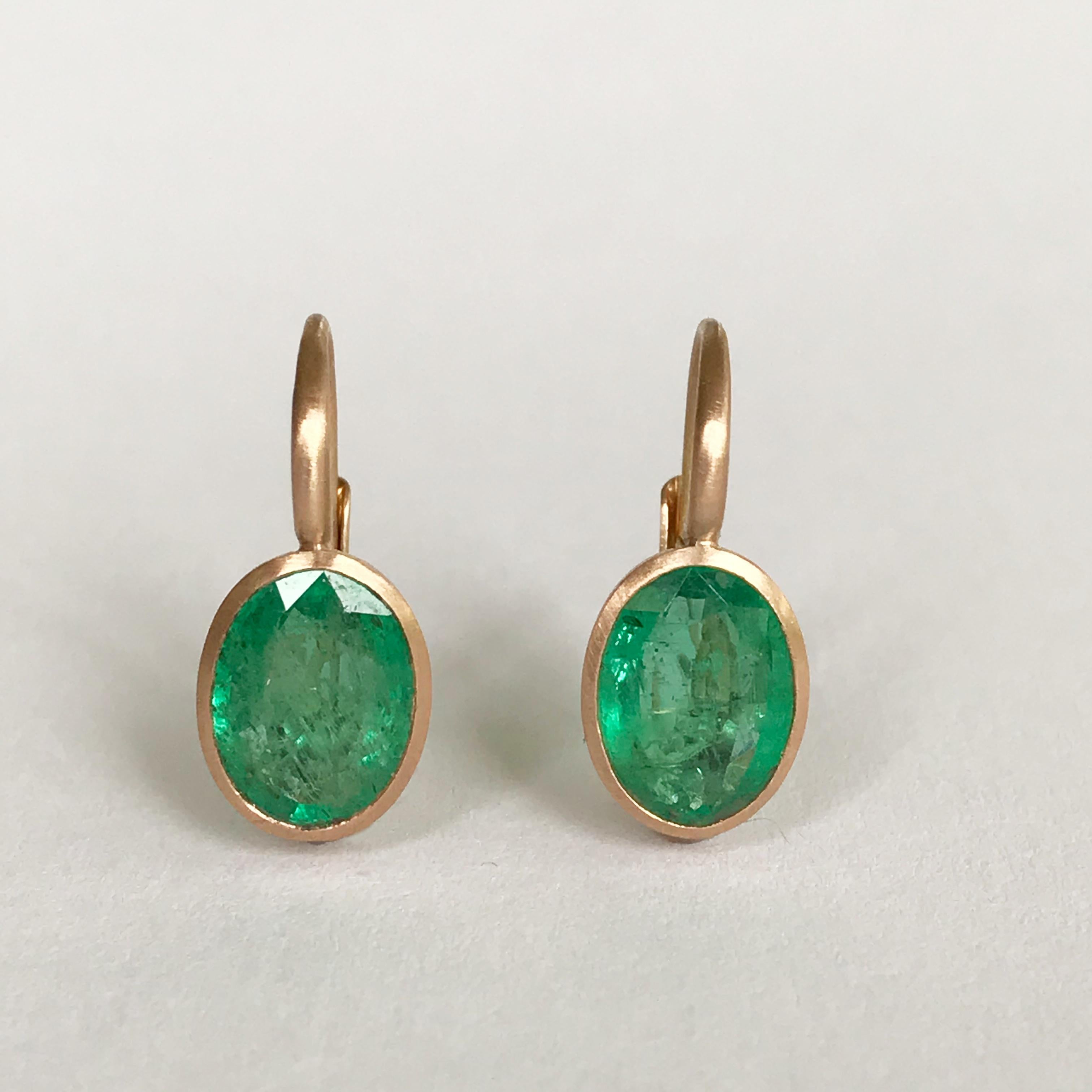Dalben Oval Cut Emerald Rose Gold Earrings 6