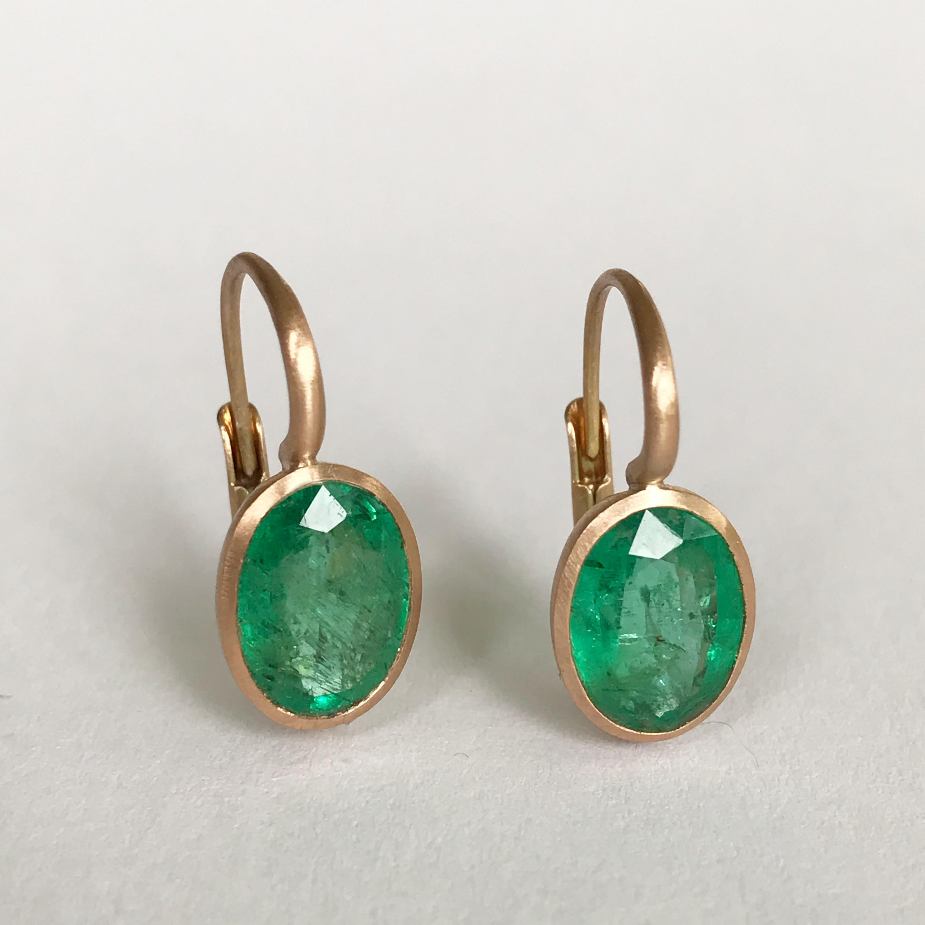 Dalben Oval Cut Emerald Rose Gold Earrings 7