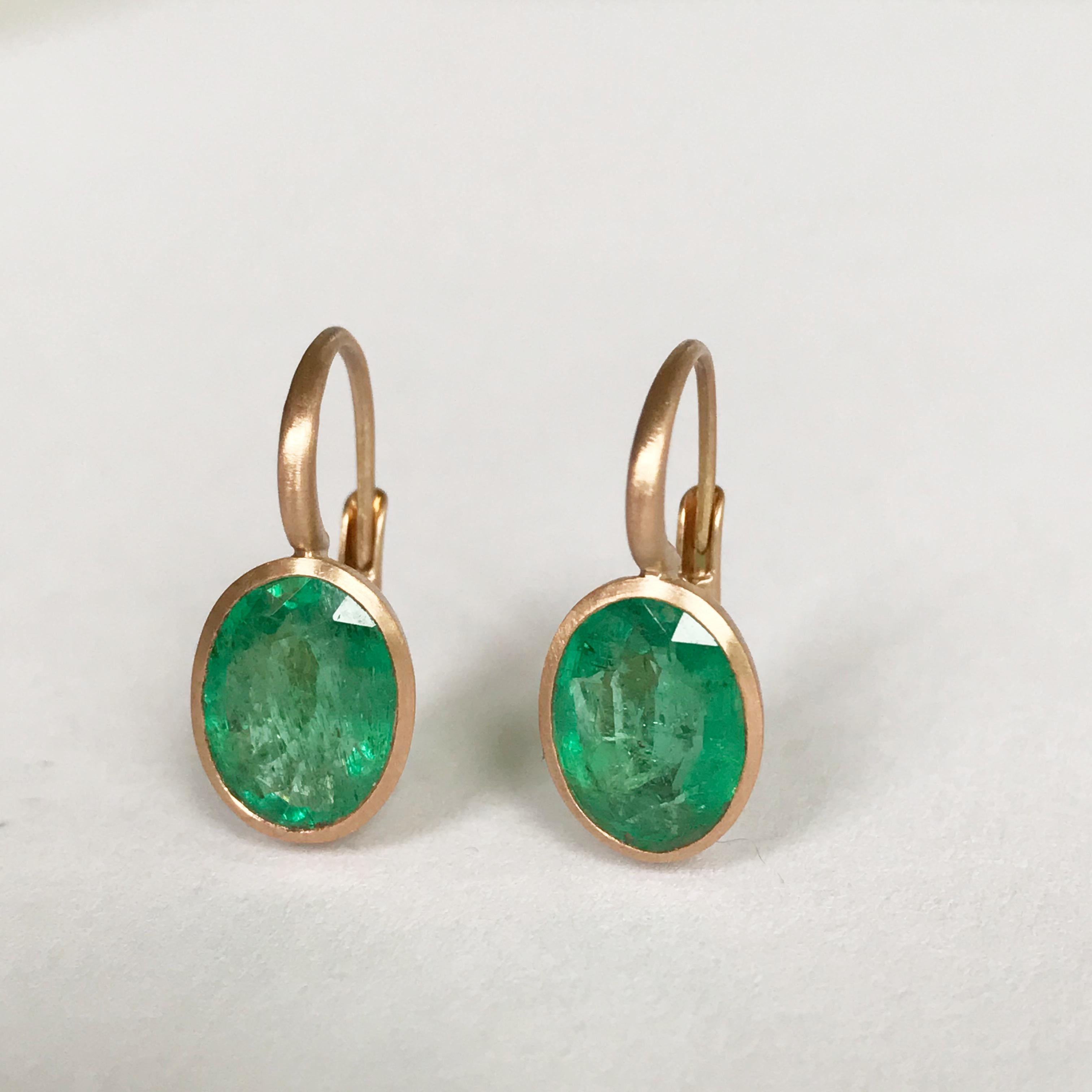 Dalben Oval Cut Emerald Rose Gold Earrings 1