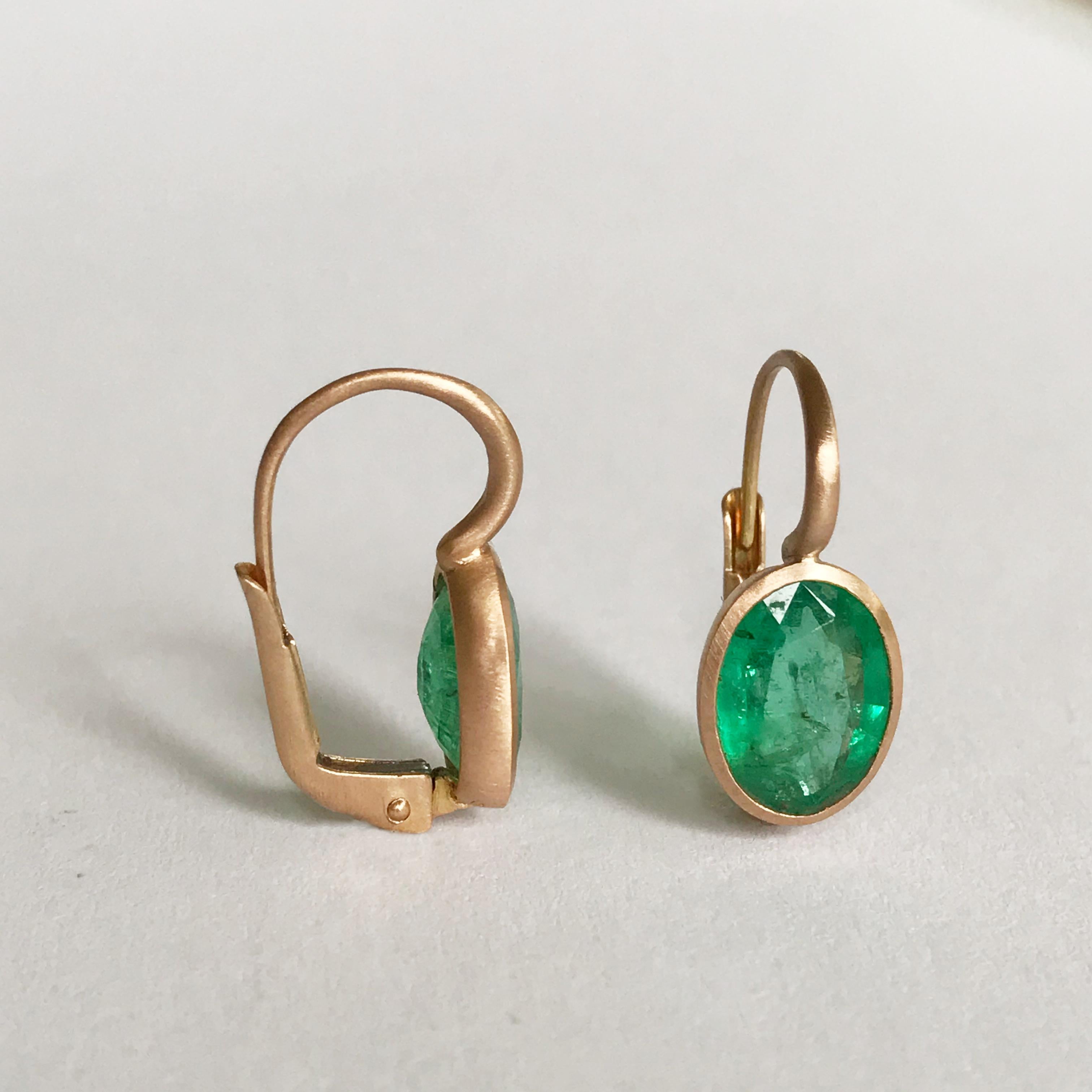 Dalben Oval Cut Emerald Rose Gold Earrings 2