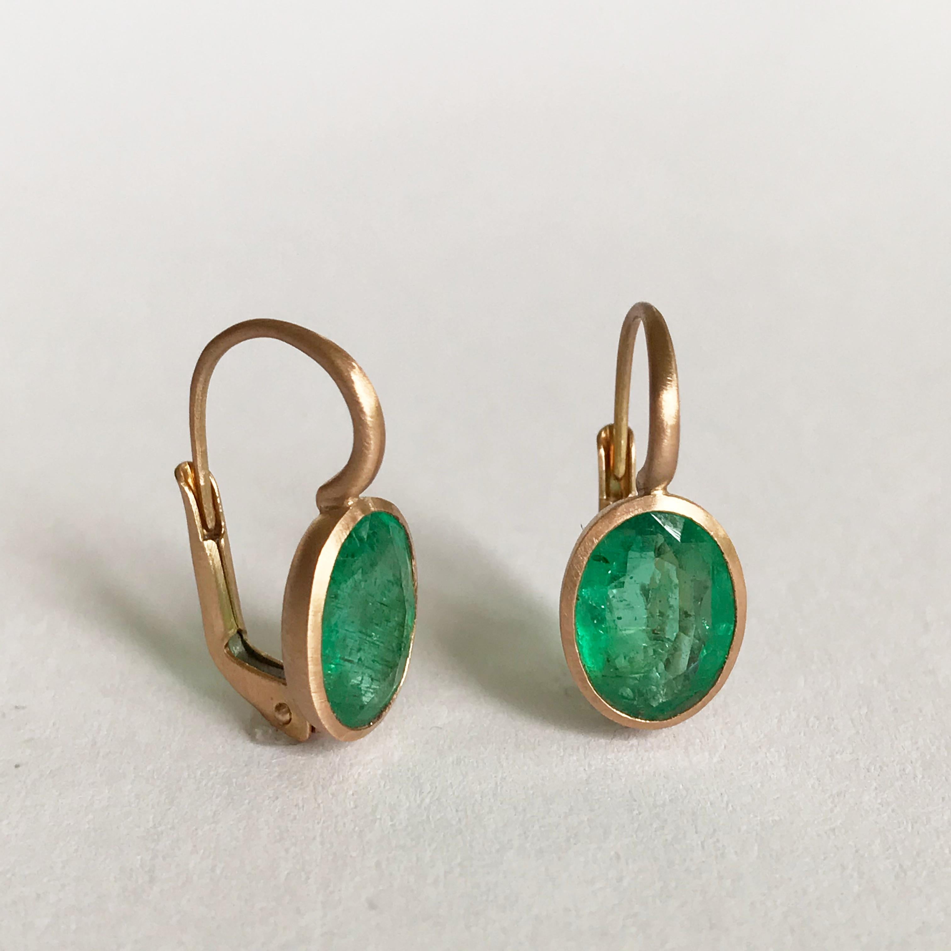 Dalben Oval Cut Emerald Rose Gold Earrings 3