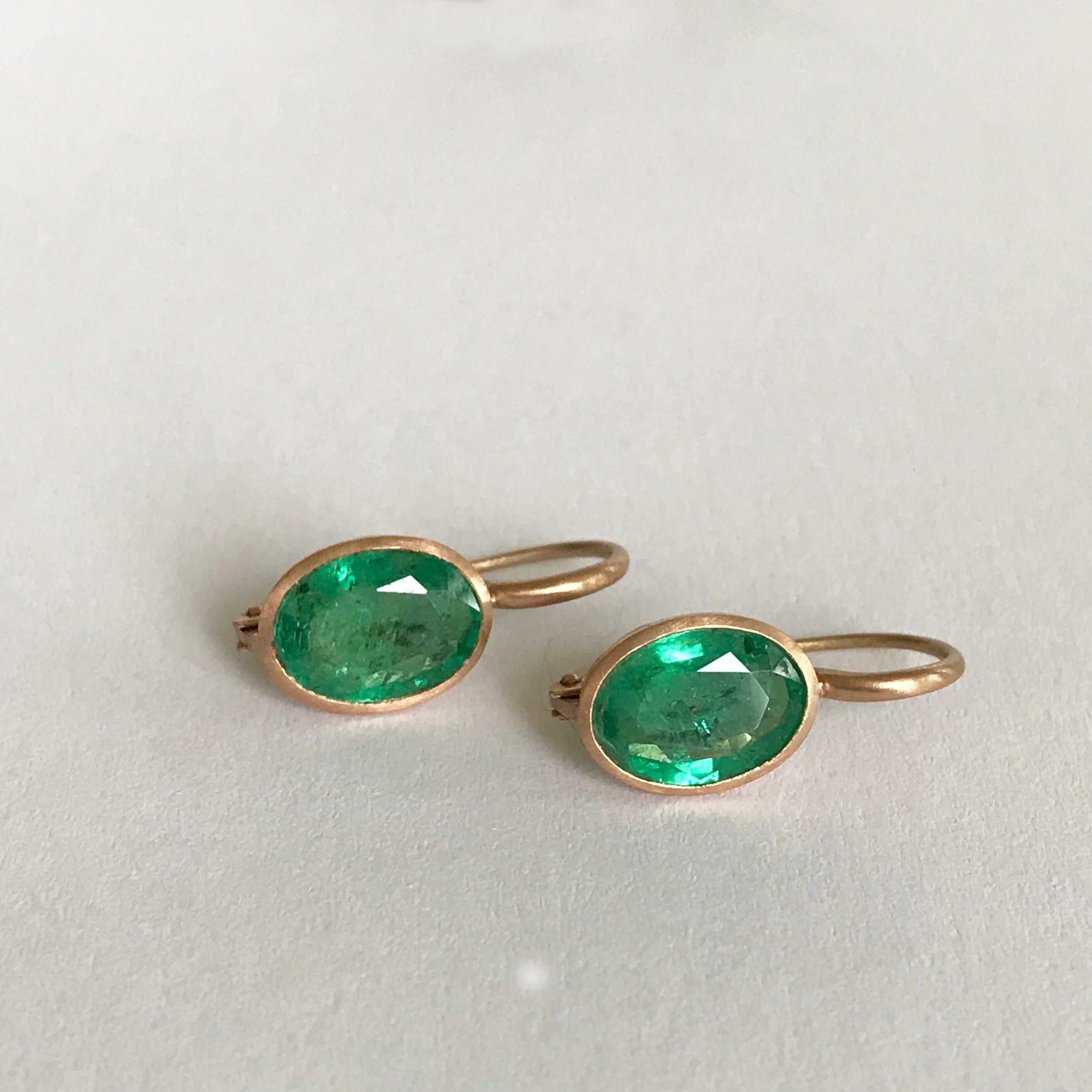 Dalben Oval Cut Emerald Rose Gold Earrings 4