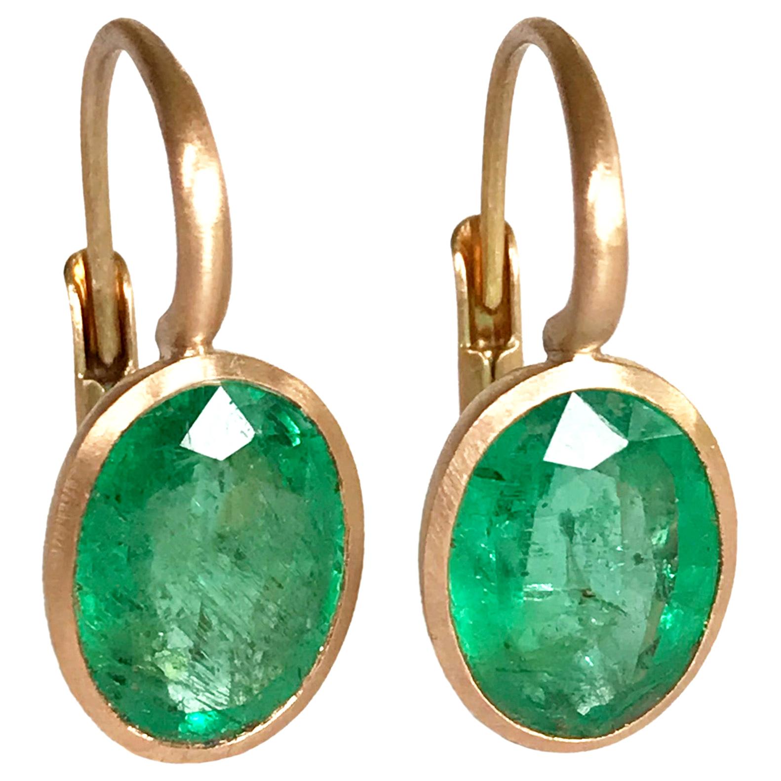 Dalben Oval Cut Emerald Rose Gold Earrings