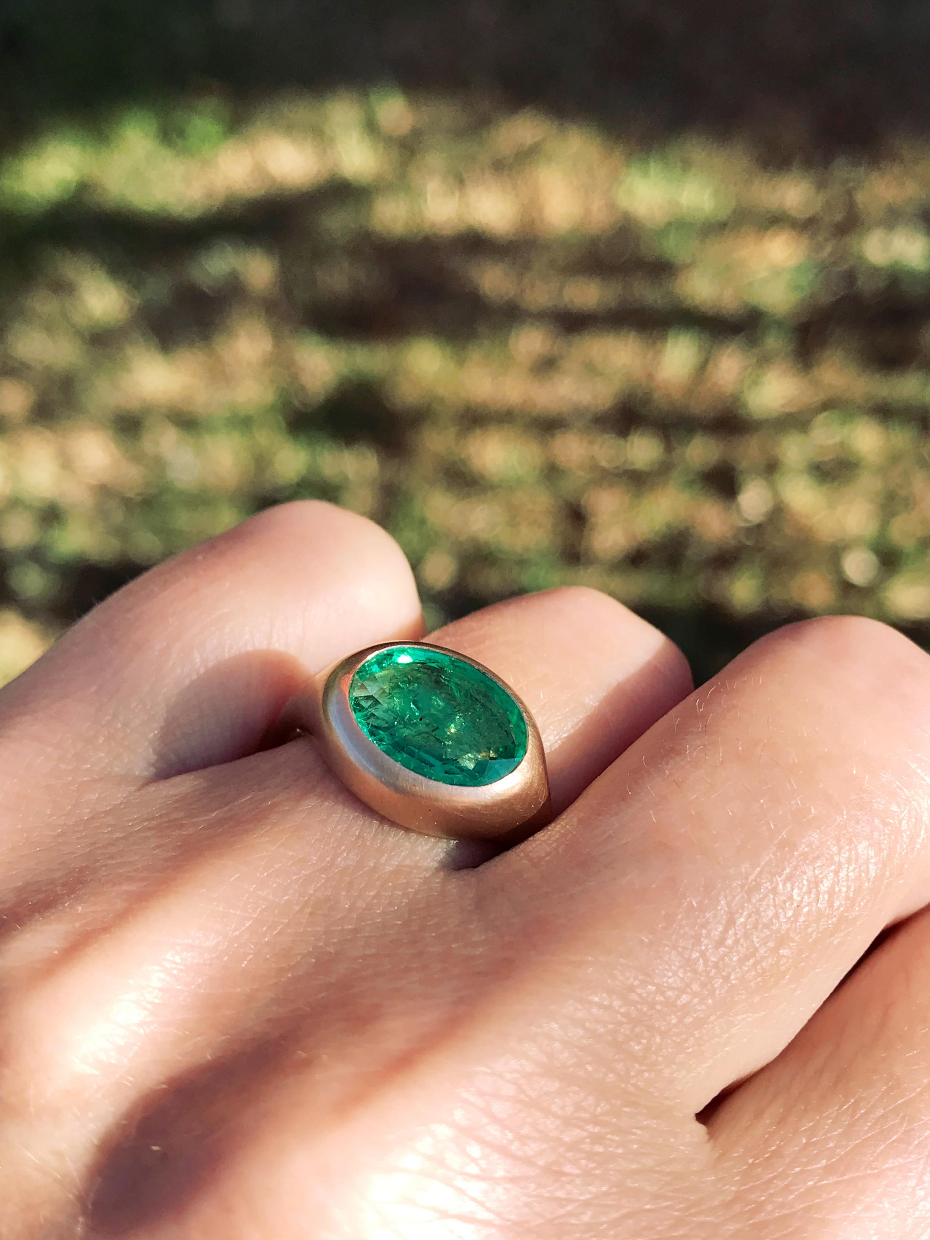 Dalben Oval Emerald Rose Gold Ring 6