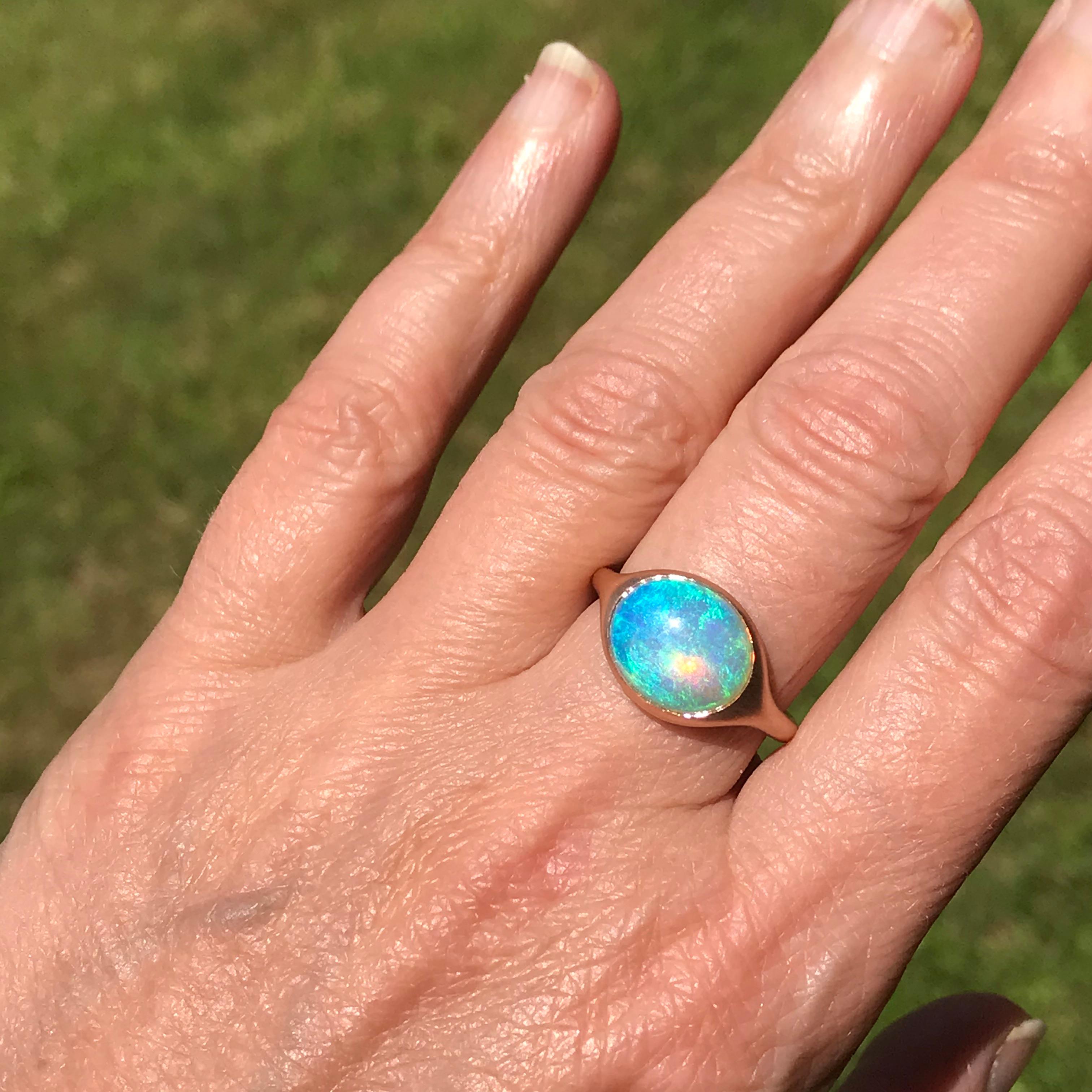 Women's Dalben Oval Opal Rose Gold Ring For Sale