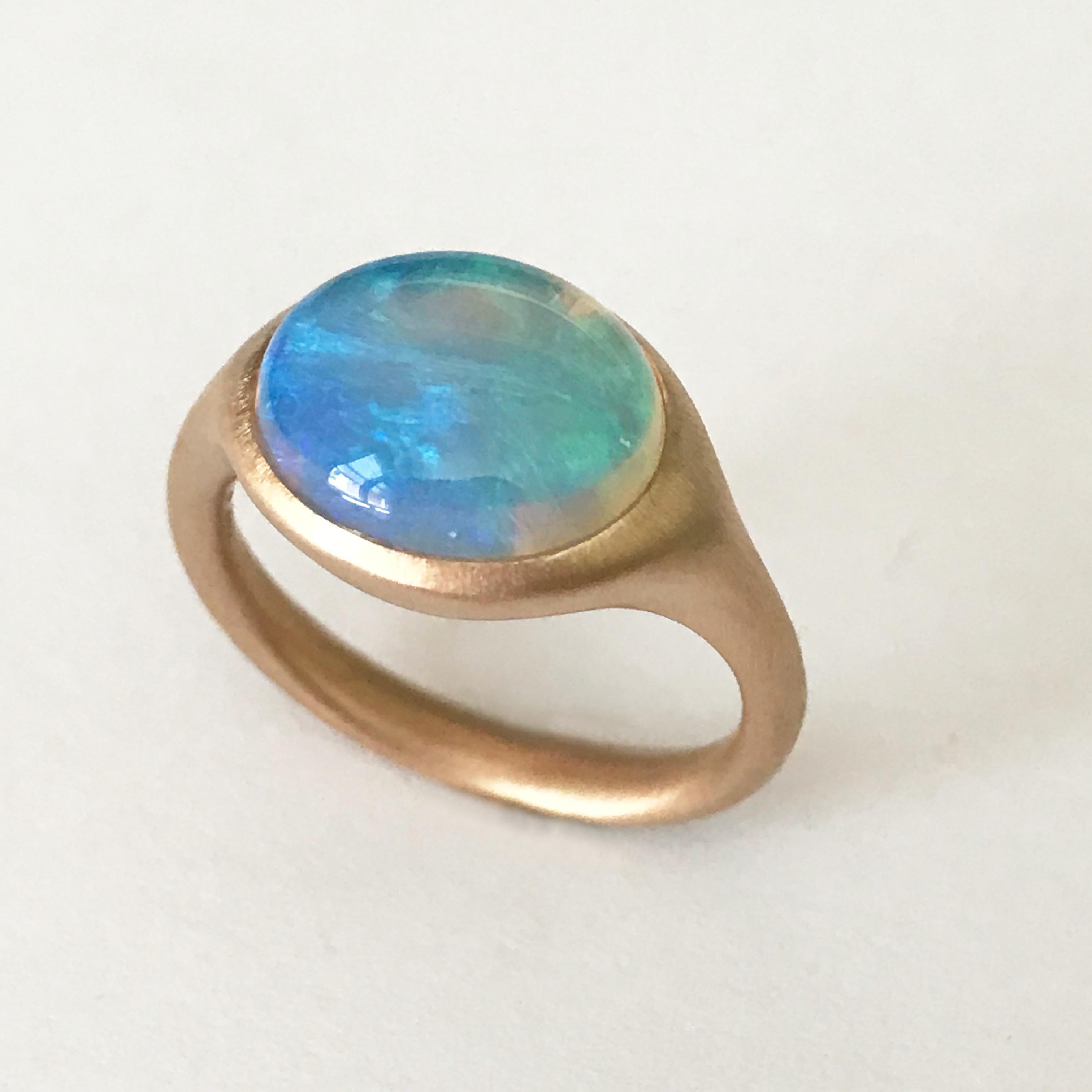 Dalben Oval Opal Rose Gold Ring For Sale 2