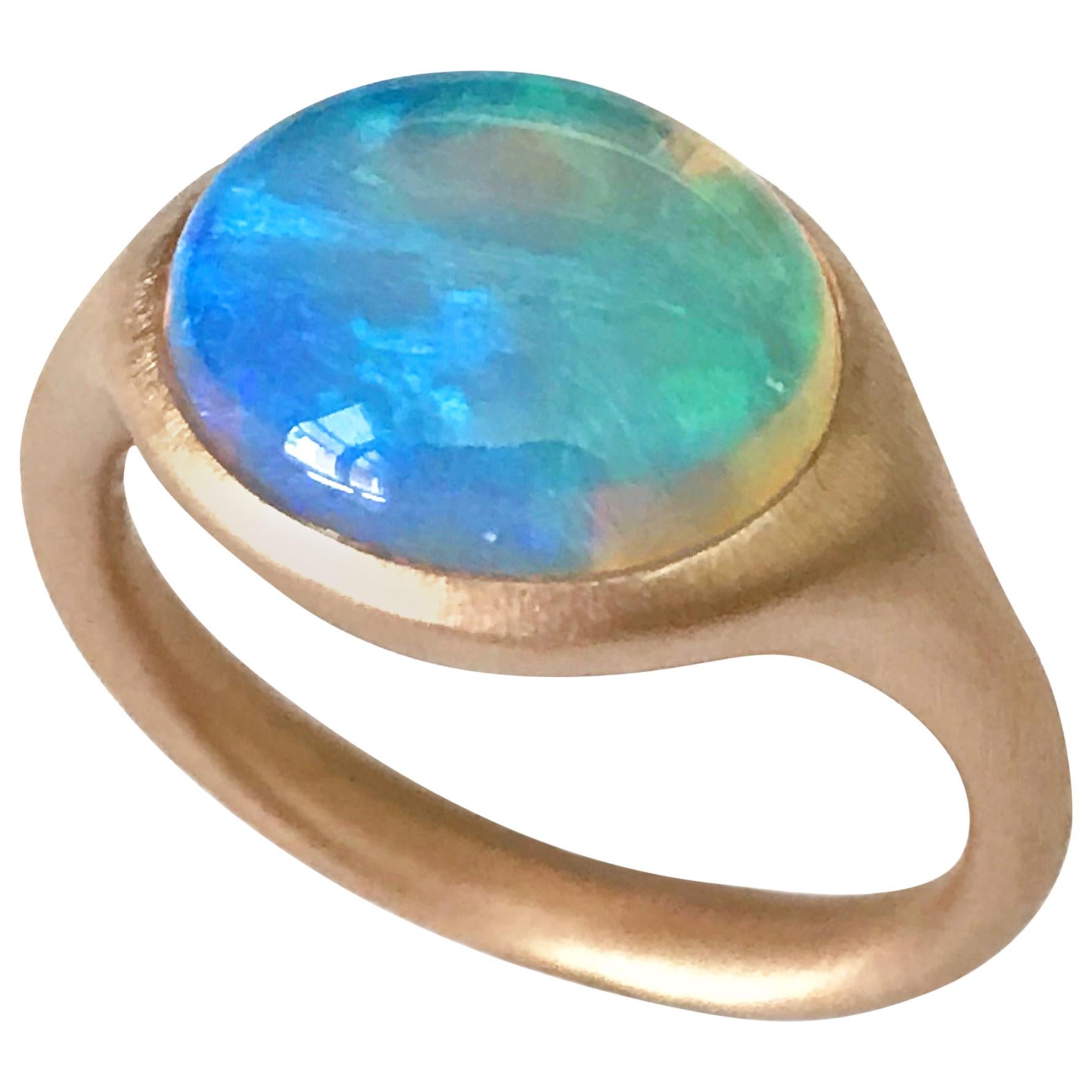 Dalben Ring aus Roségold mit ovalem Opal im Angebot