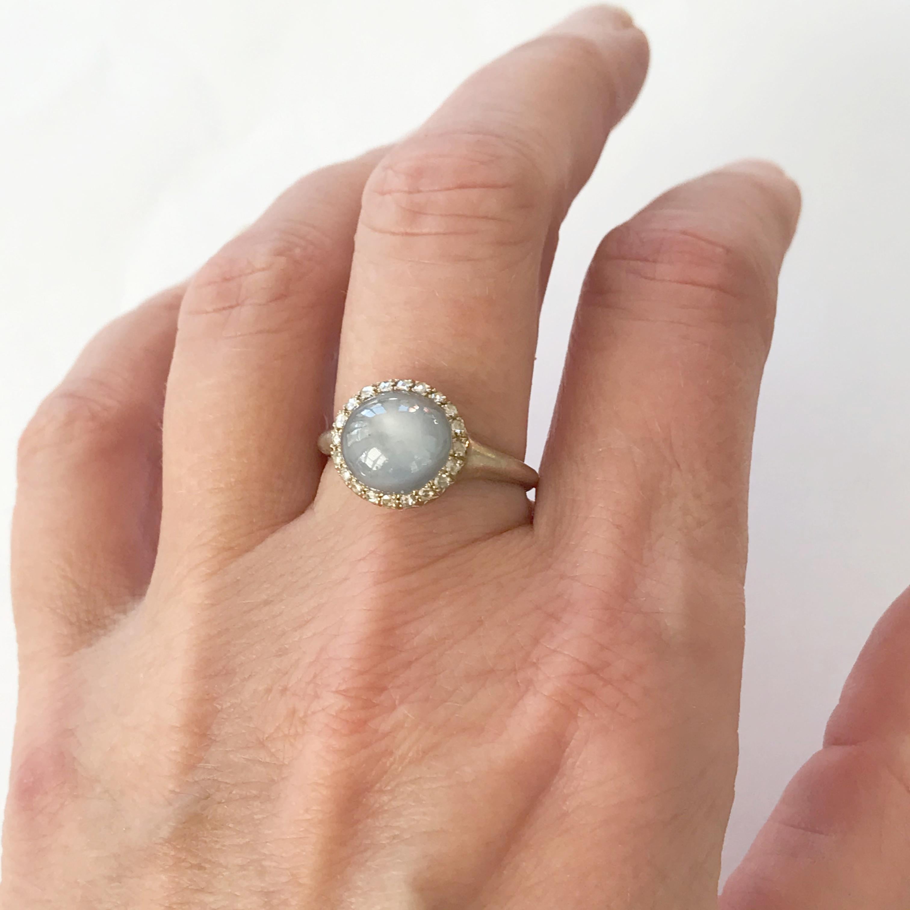 Dalben Oval Star Sapphire Rose Cut Diamond Gold Ring 7