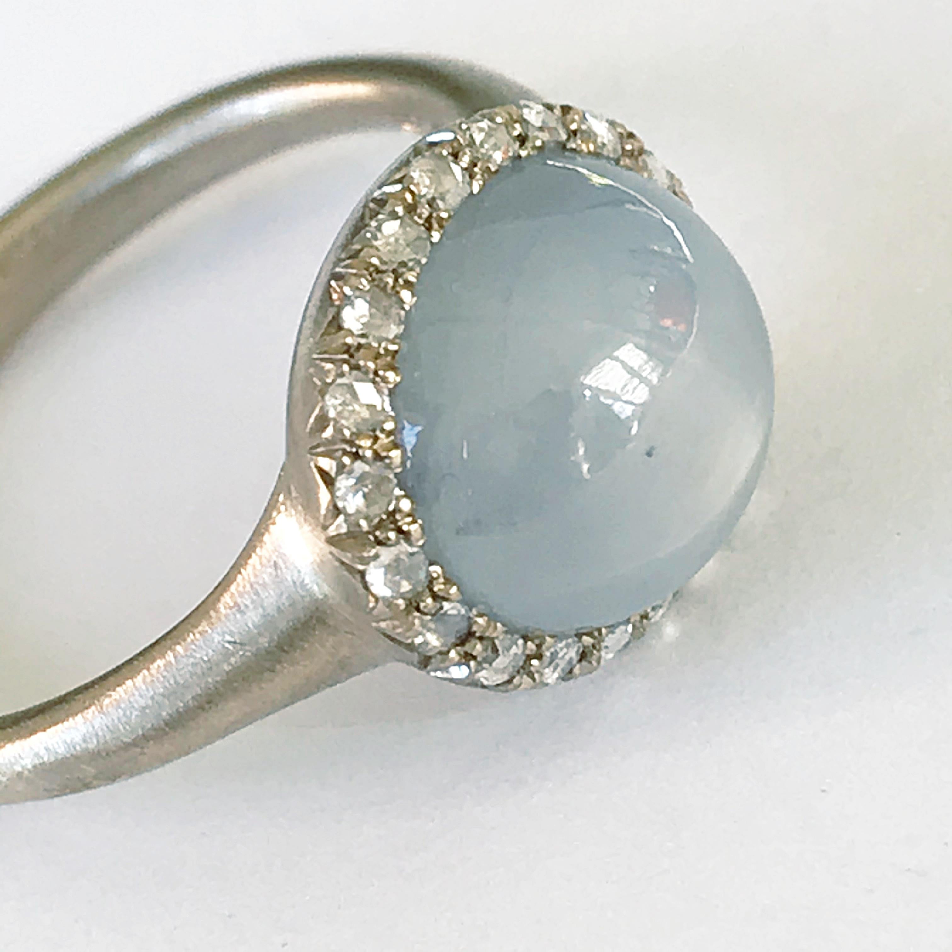Dalben Oval Star Sapphire Rose Cut Diamond Gold Ring 4