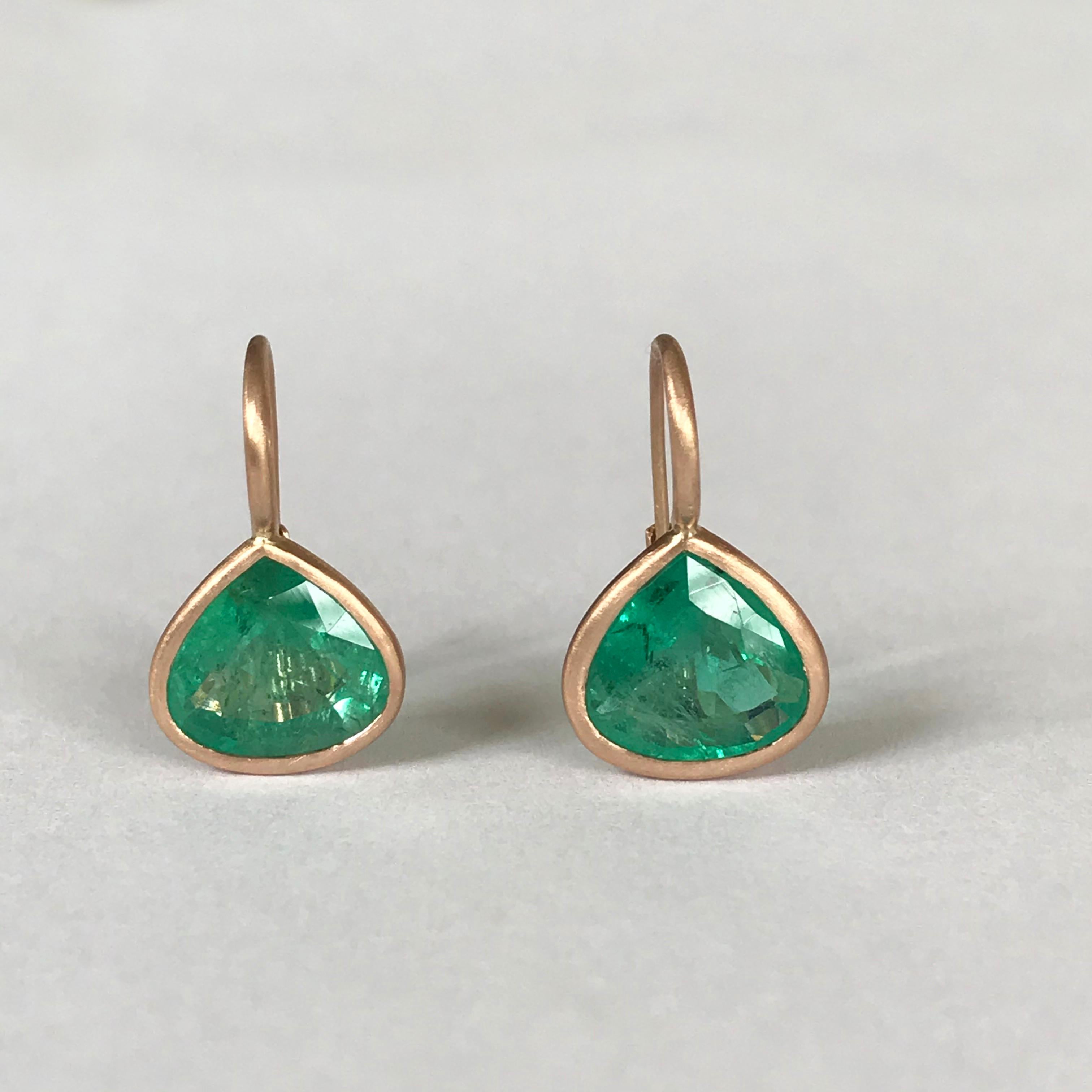 Dalben Pear Cut Emerald Rose Gold Earrings 5