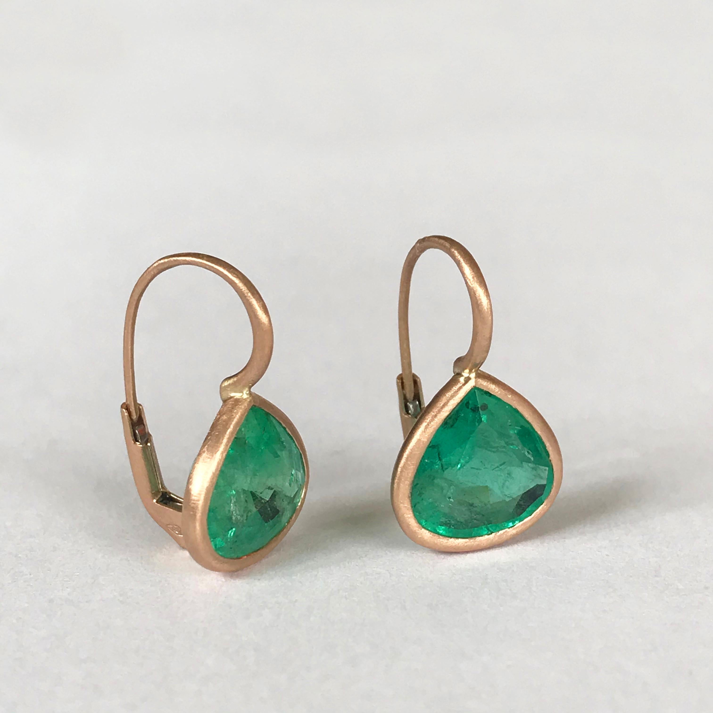 Dalben Pear Cut Emerald Rose Gold Earrings 6