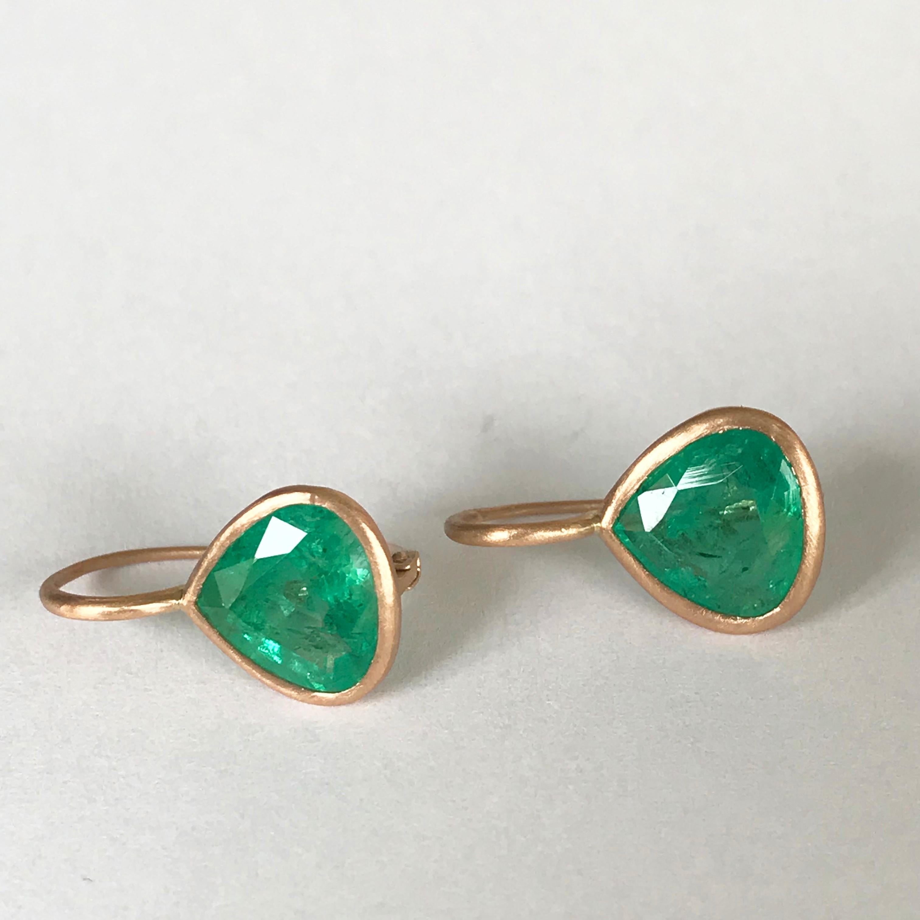 Dalben Pear Cut Emerald Rose Gold Earrings 7