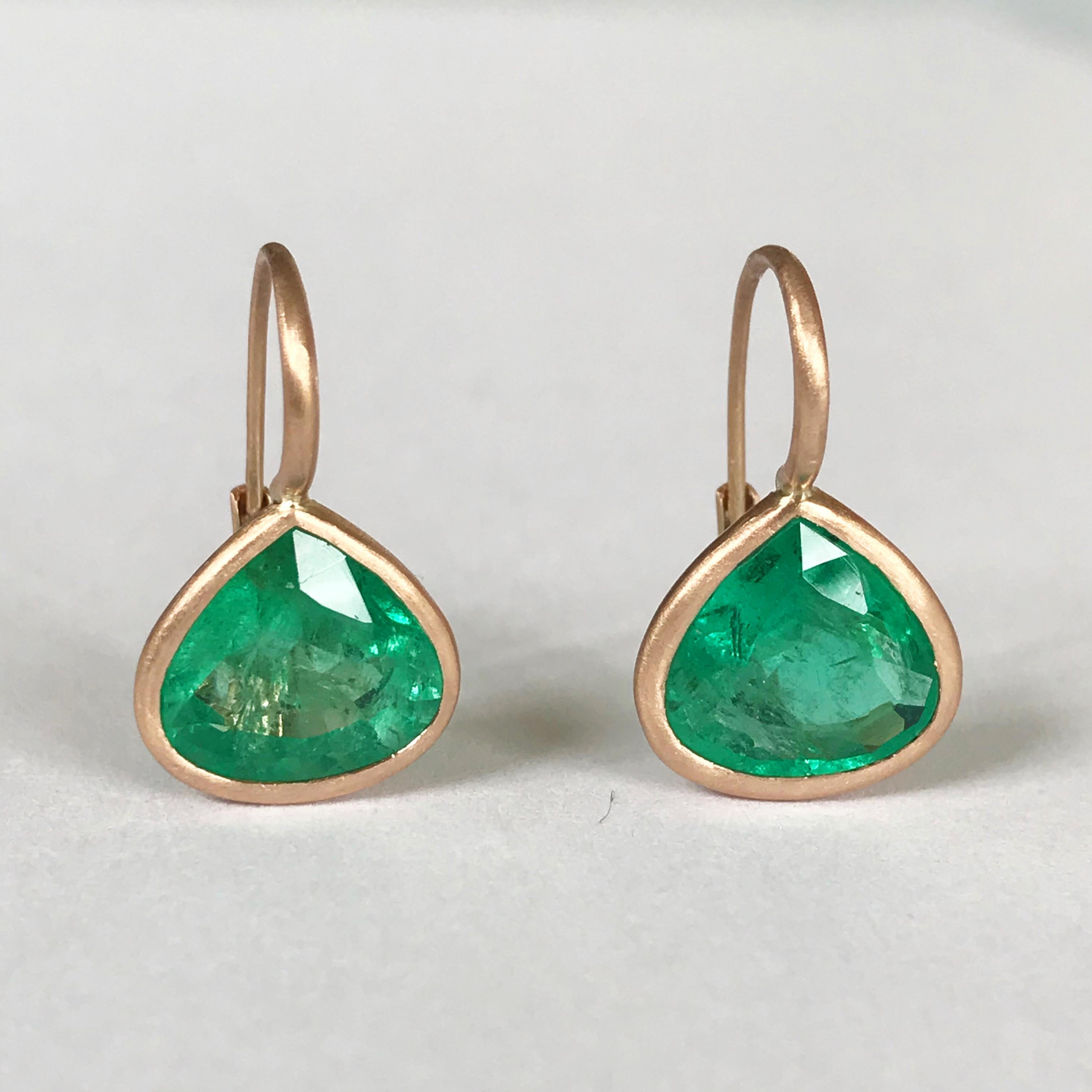 Dalben Pear Cut Emerald Rose Gold Earrings 1