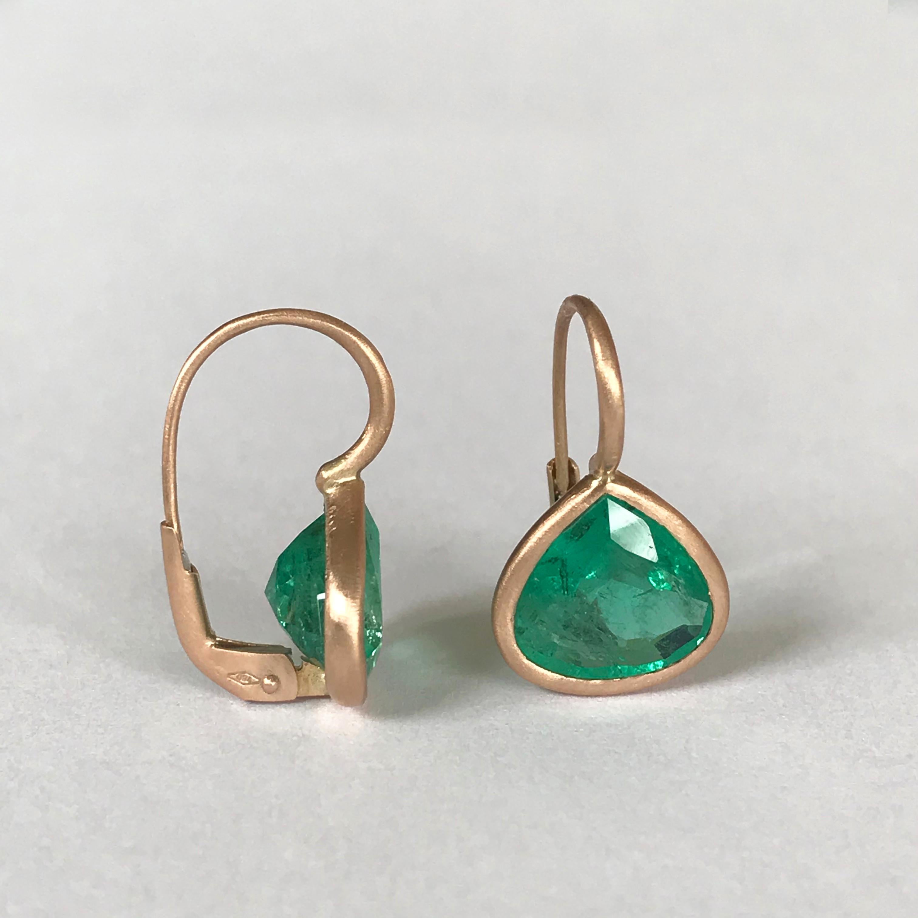 Dalben Pear Cut Emerald Rose Gold Earrings 2