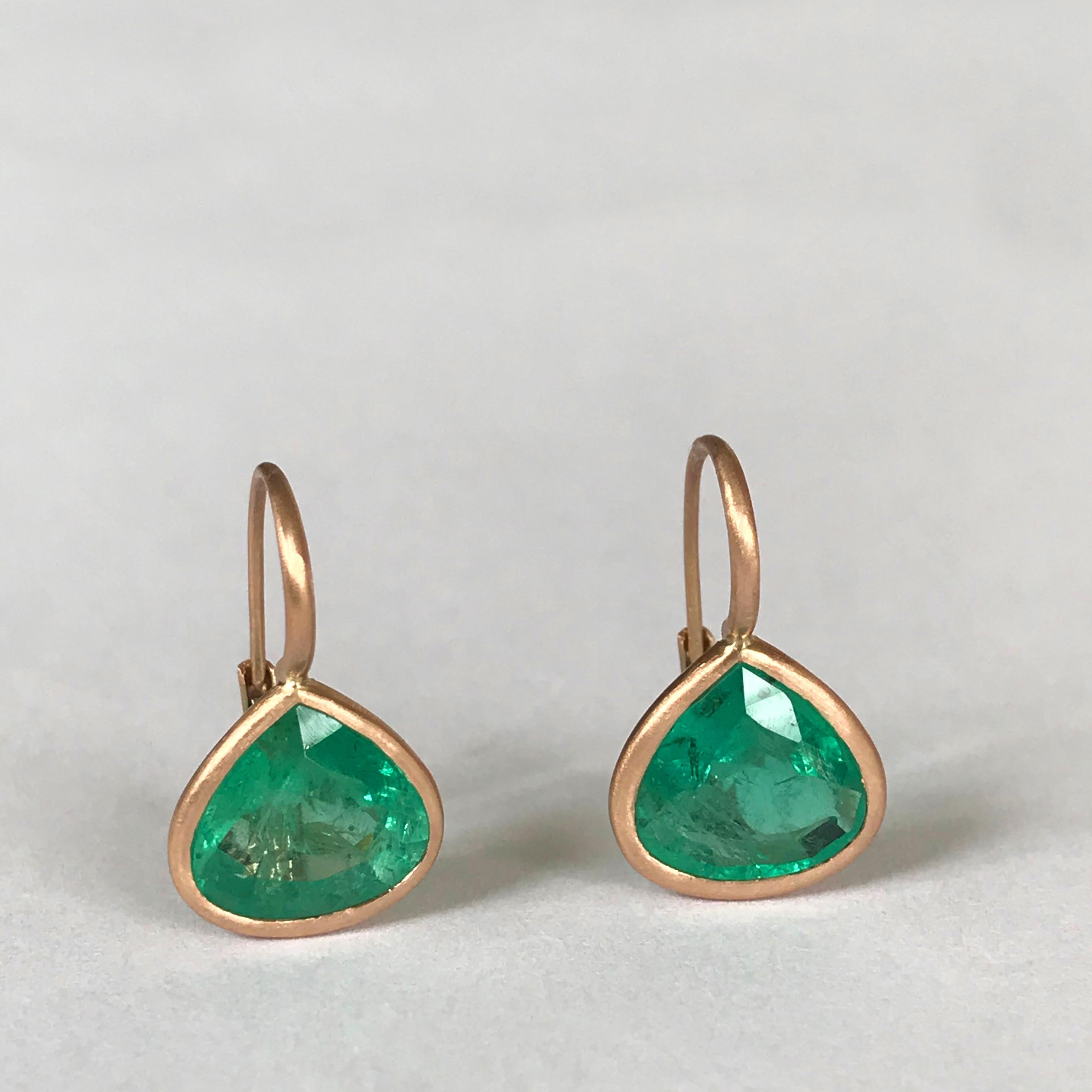 Dalben Pear Cut Emerald Rose Gold Earrings 3