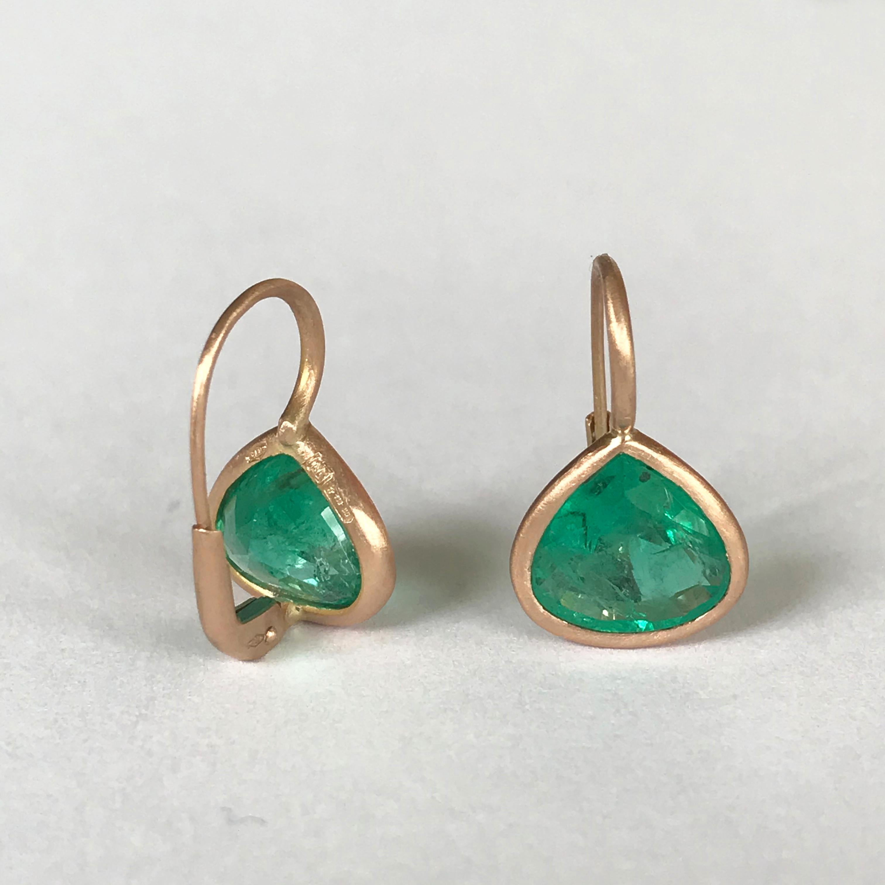 Dalben Pear Cut Emerald Rose Gold Earrings 4