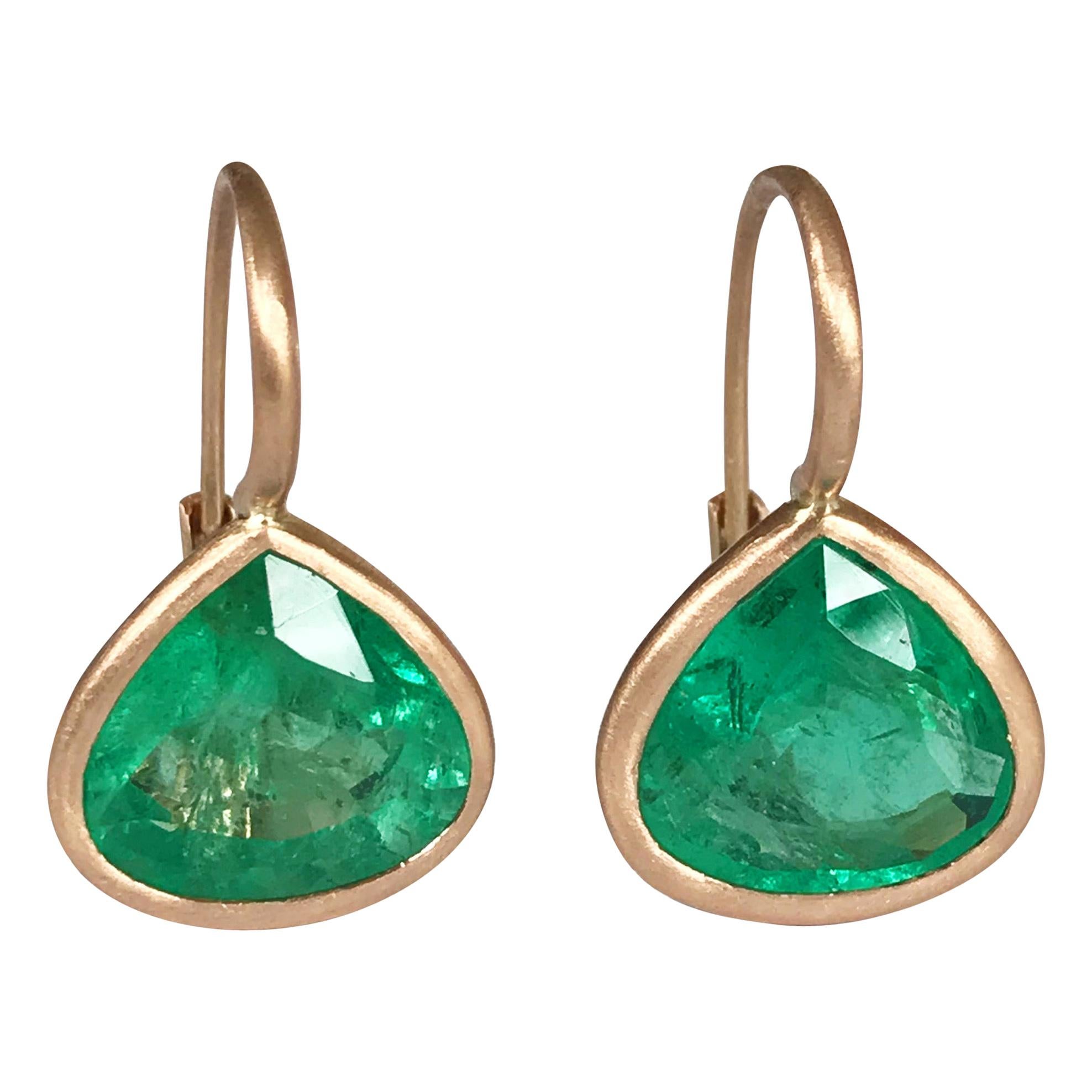 Dalben Pear Cut Emerald Rose Gold Earrings