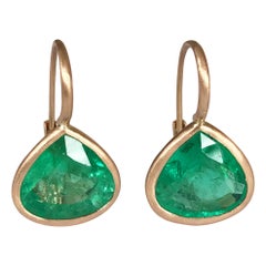 Dalben Pear Cut Emerald Rose Gold Earrings